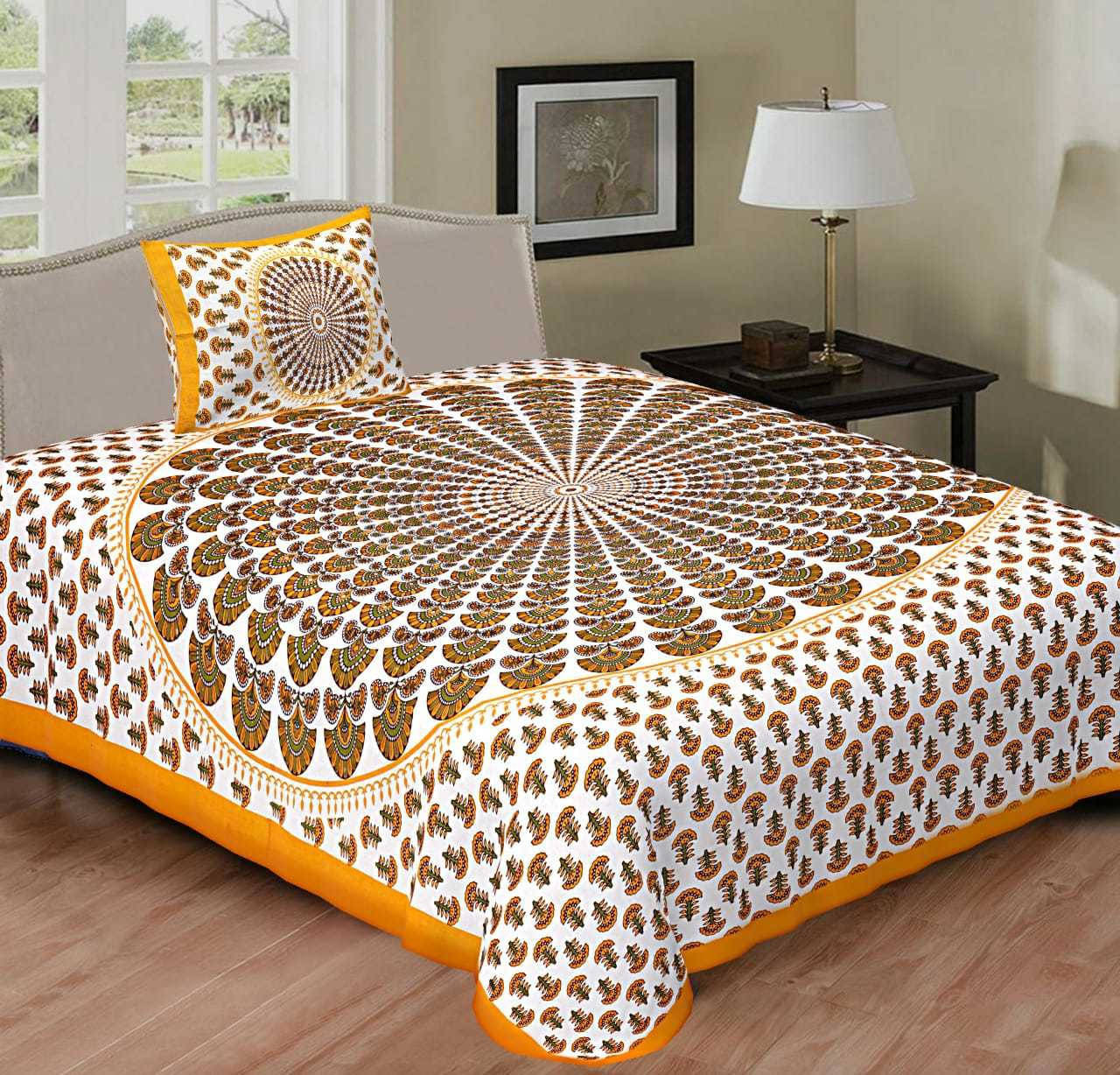 Batham Handloom Cotton 1 Single Bedsheet with 2 Pillow Covers ( Yellow ) Batham Handloom Cotton 1 Single Bedsheet with 2 Pillow Covers ( Yellow )