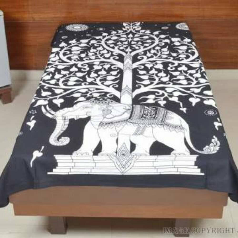     			Batham Handloom Cotton 1 Single Bedsheet with 2 Pillow Covers ( Black )