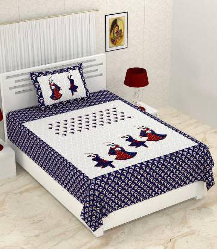 Batham Handloom Cotton 1 Single Bedsheet with 2 Pillow Covers ( Blue ) Batham Handloom Cotton 1 Single Bedsheet with 2 Pillow Covers ( Blue )