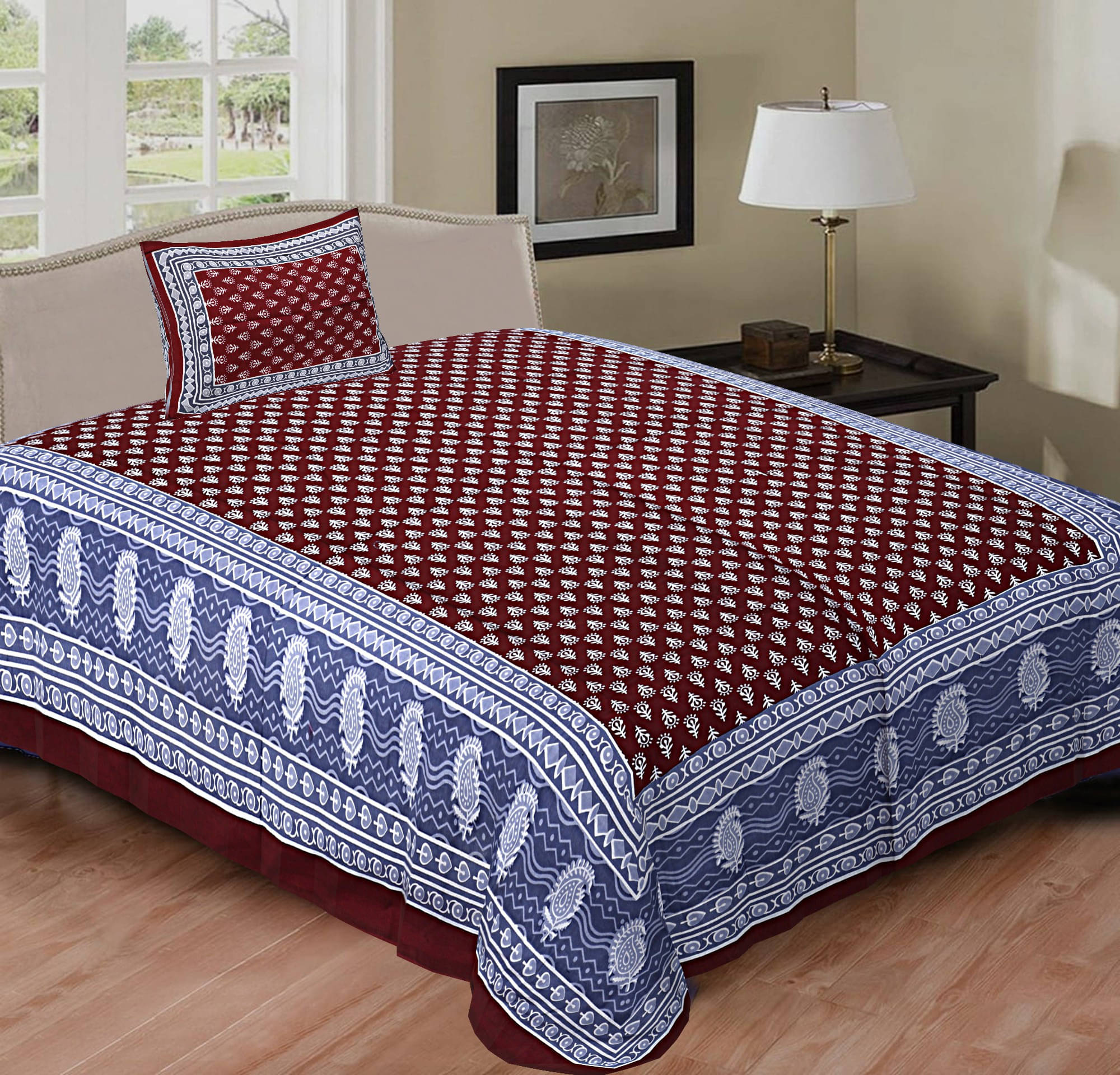 Batham Handloom Cotton 1 Single Bedsheet with 2 Pillow Covers ( Brown ) Batham Handloom Cotton 1 Single Bedsheet with 2 Pillow Covers ( Brown )