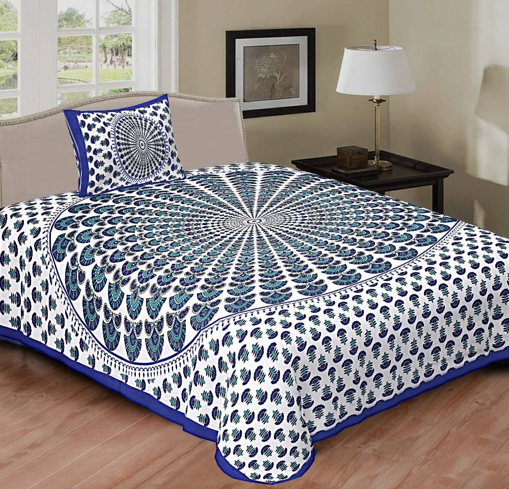     			Batham Handloom Cotton 1 Single Bedsheet with 2 Pillow Covers ( Multicolor )