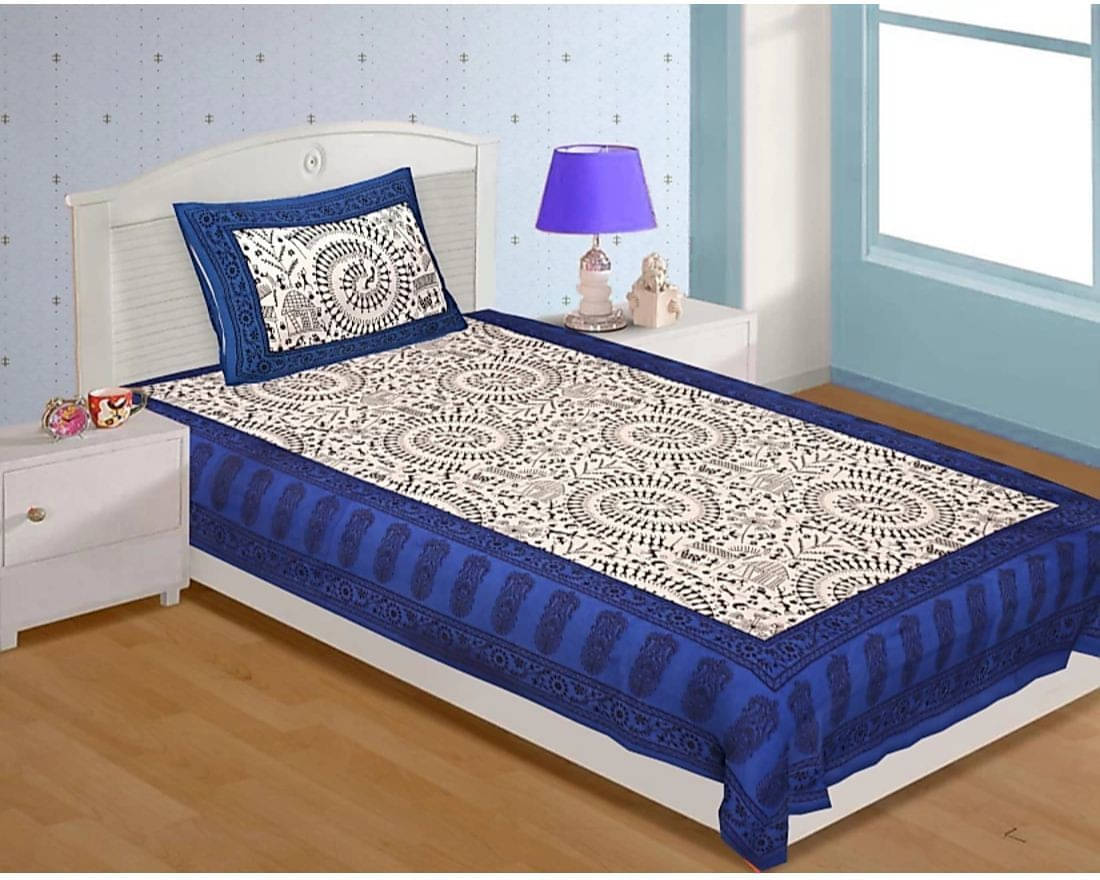     			Batham Handloom Cotton 1 Single Bedsheet with 2 Pillow Covers ( Multicolor )