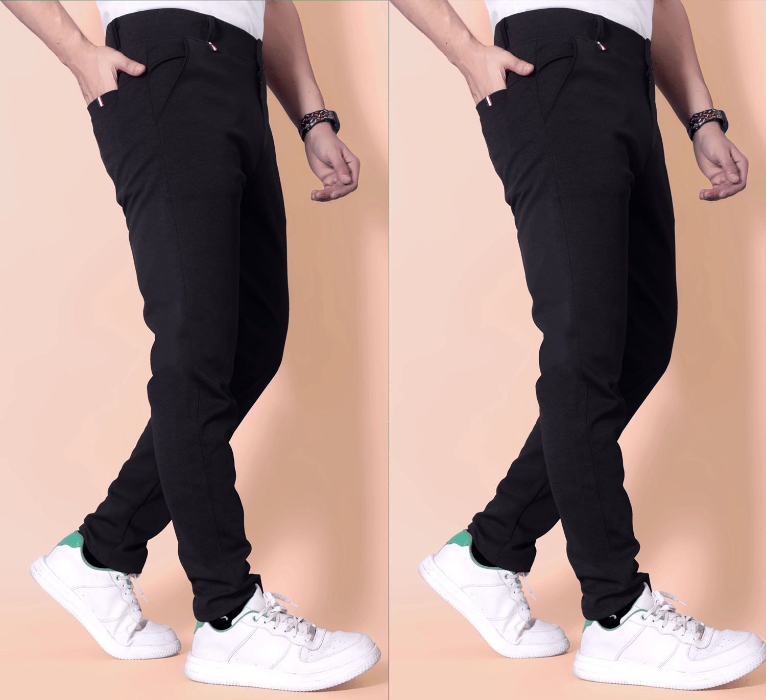    			DWIDEN Regular Flat Men's Trouser - Black ( Pack of 2 )