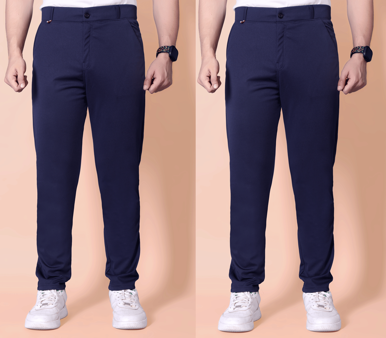     			DWIDEN Regular Flat Men's Trouser - Navy Blue ( Pack of 2 )