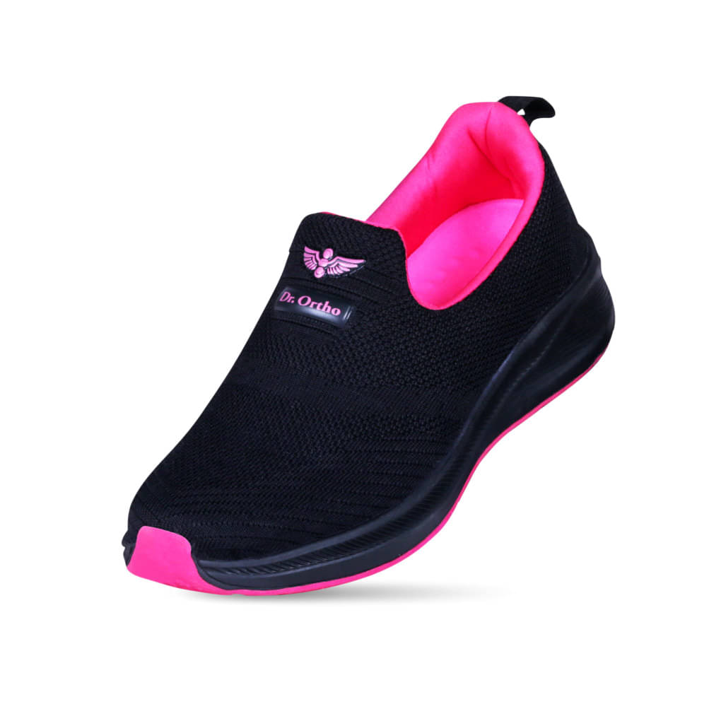     			Dr.Ortho Flexi Ease Walking Sports Shoes for Women - Black Women's Running Shoes