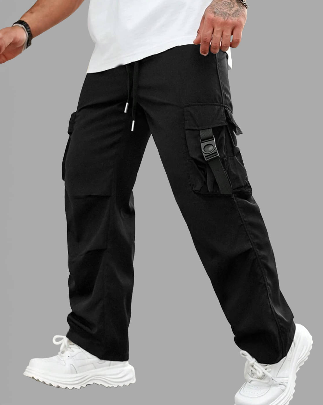     			Eyebogler Regular Flat Men's Cargos - Black ( Pack of 1 )