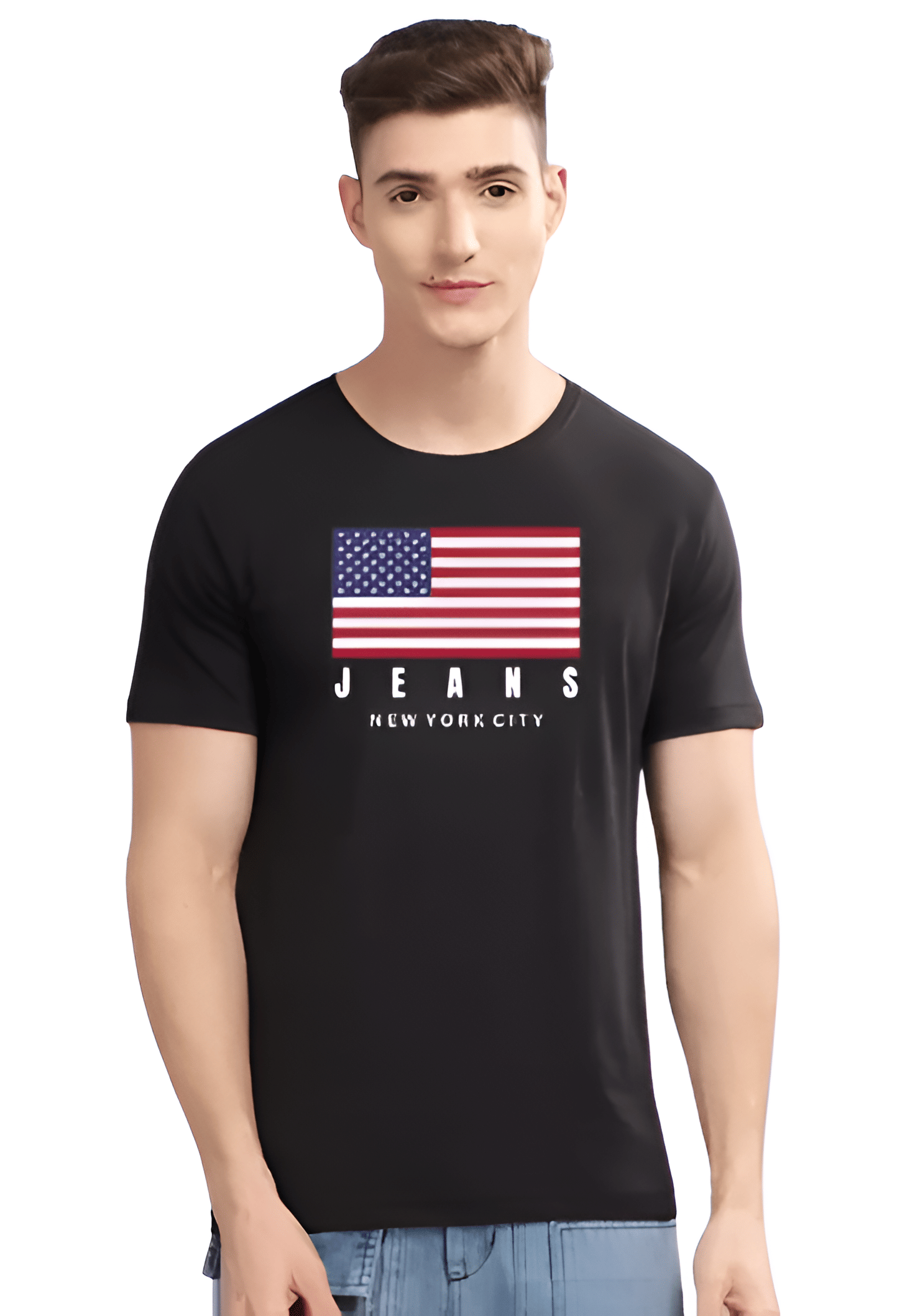     			GARBFEB Men Cotton Regular Fit Printed T-Shirt ( Black )