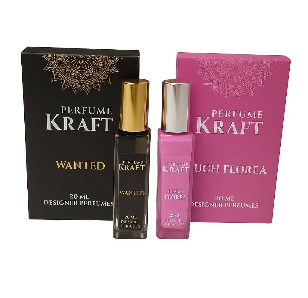 Perfume Kraft Wanted and Guch Florea Inspired Version Perfumes of 20 ml each     			Perfume Kraft Wanted and Guch Florea Inspired Version Perfumes of 20 ml each