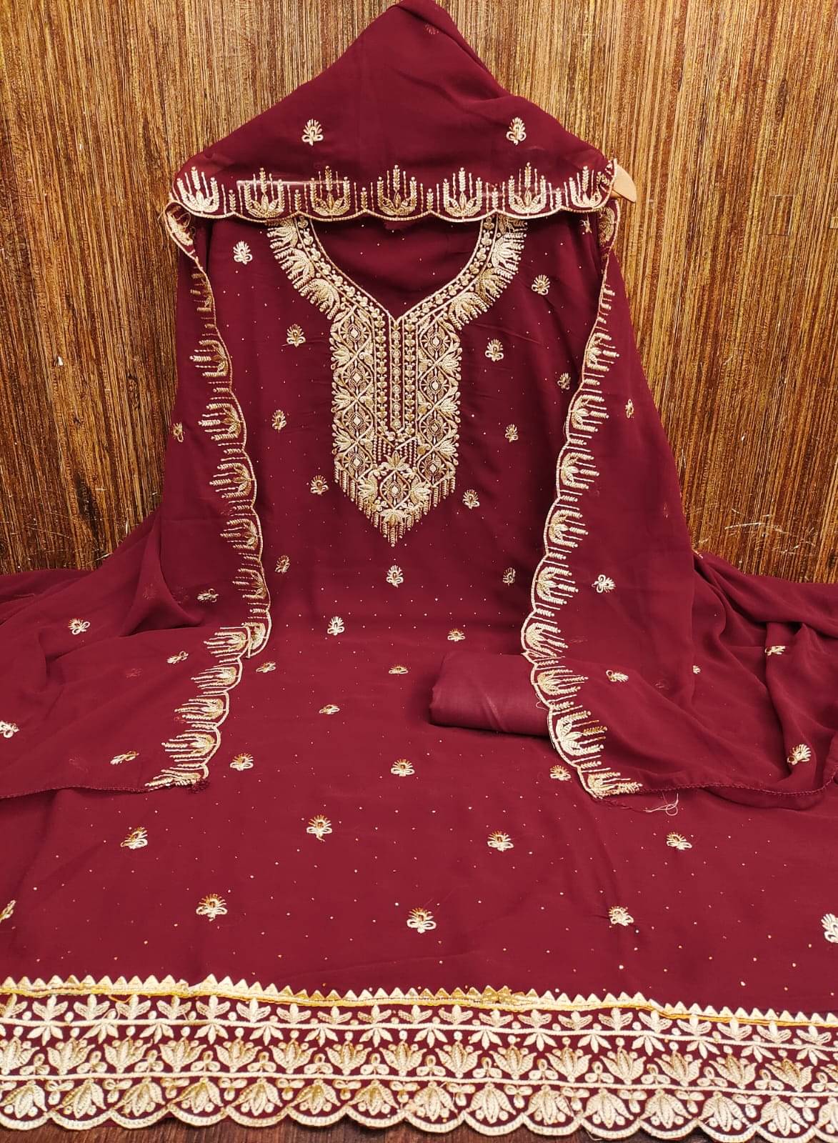     			HL SILKMILLS Women Georgette Unstitched Dress Material ( Maroon )