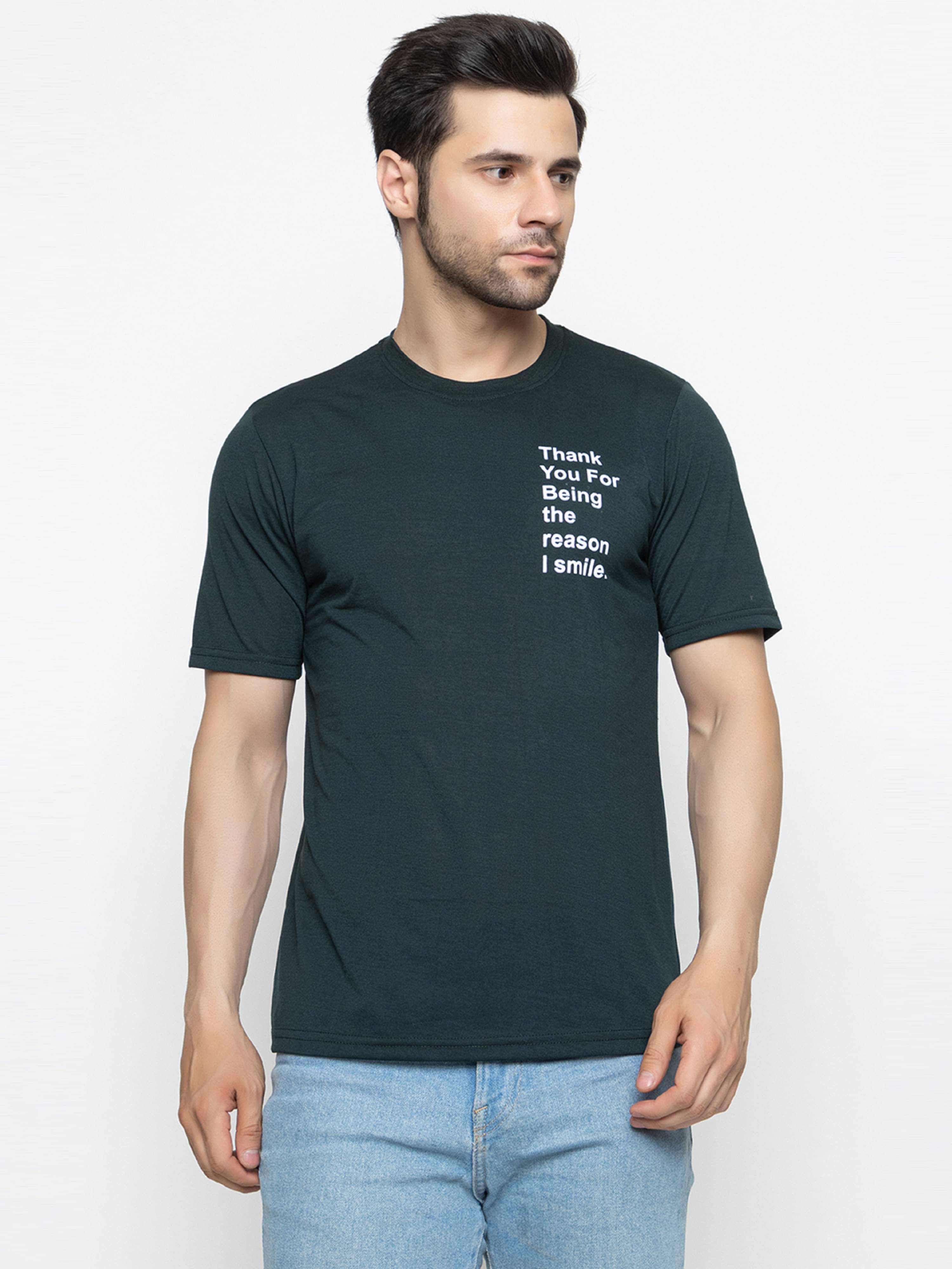 Hold Men Cotton Blend Regular Fit Printed T-Shirt ( Green )     			Hold Men Cotton Blend Regular Fit Printed T-Shirt ( Green )