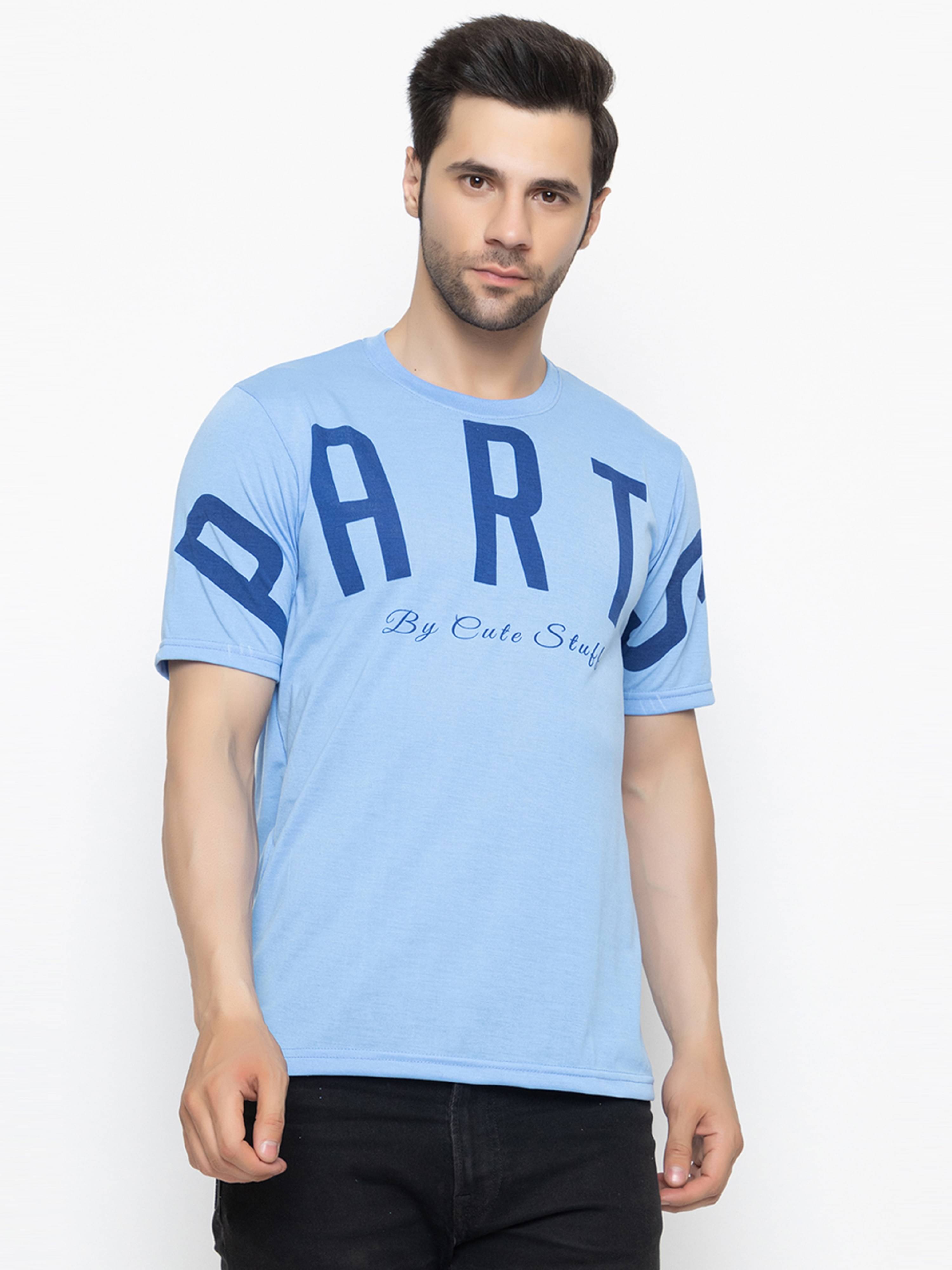 Hold Men Cotton Blend Regular Fit Printed T-Shirt ( Sky Blue ) Hold Men Cotton Blend Regular Fit Printed T-Shirt ( Sky Blue )