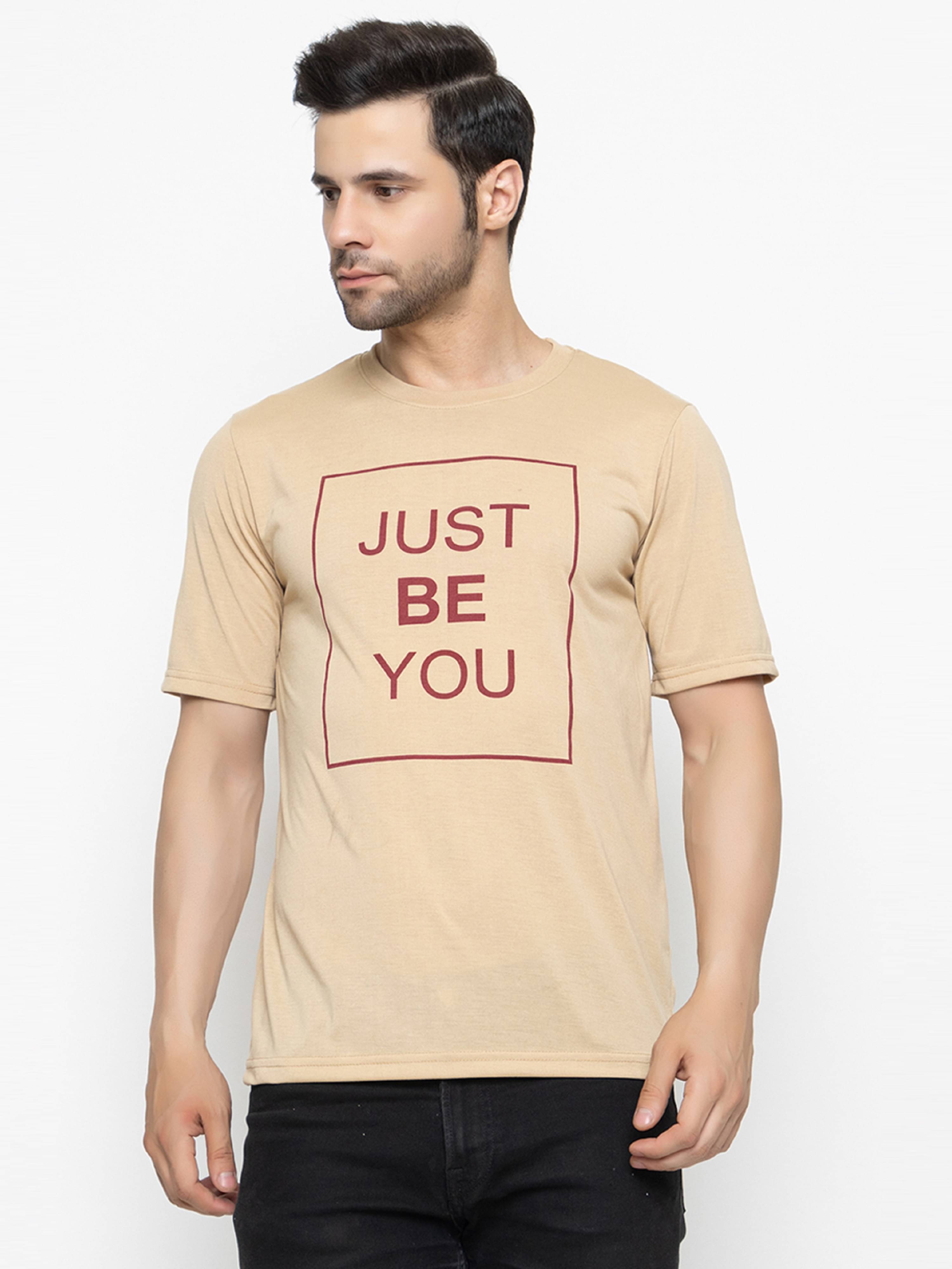 Hold Men Cotton Blend Regular Fit Printed T-Shirt ( Nude ) Hold Men Cotton Blend Regular Fit Printed T-Shirt ( Nude )