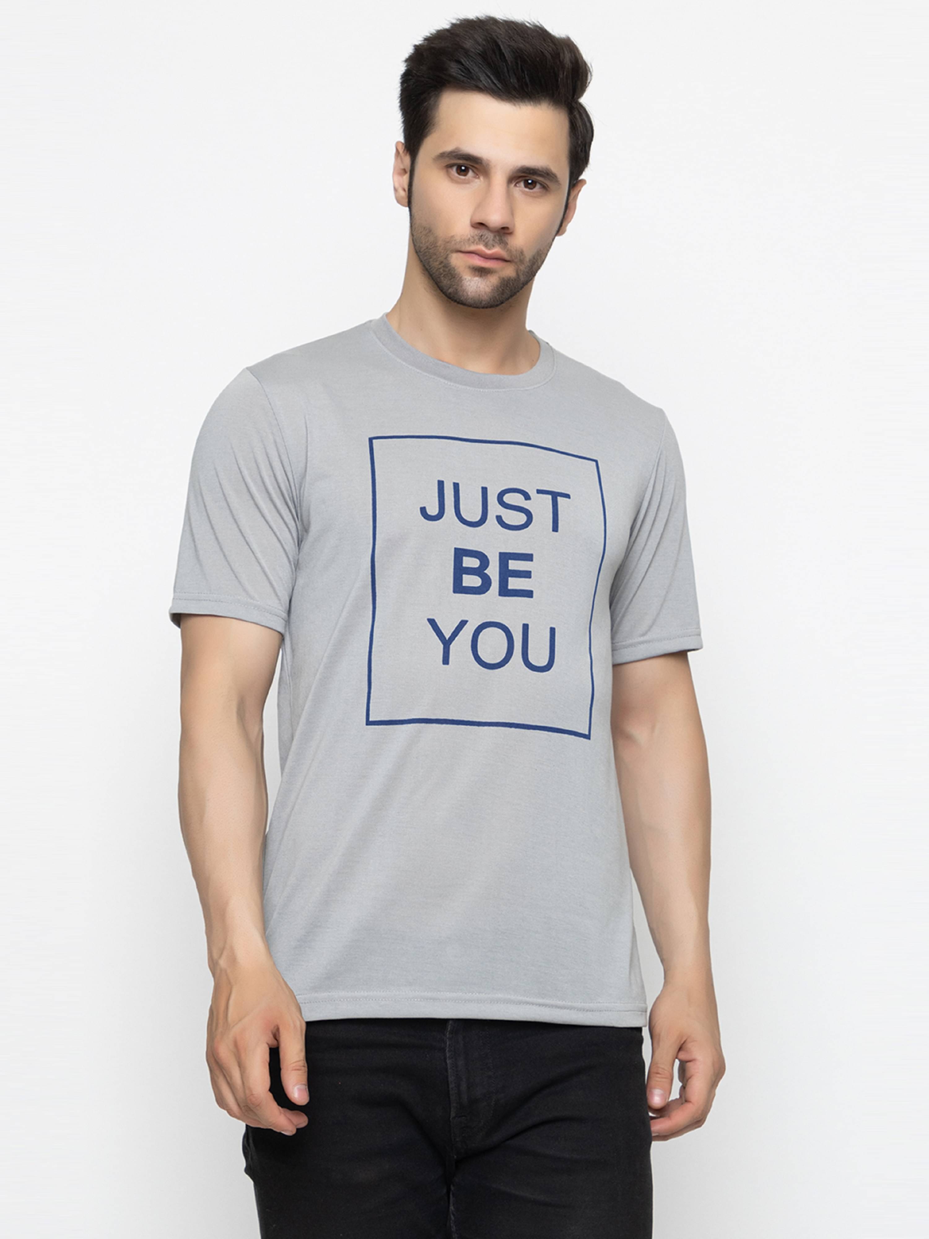 Hold Men Cotton Blend Regular Fit Printed T-Shirt ( Grey ) Hold Men Cotton Blend Regular Fit Printed T-Shirt ( Grey )