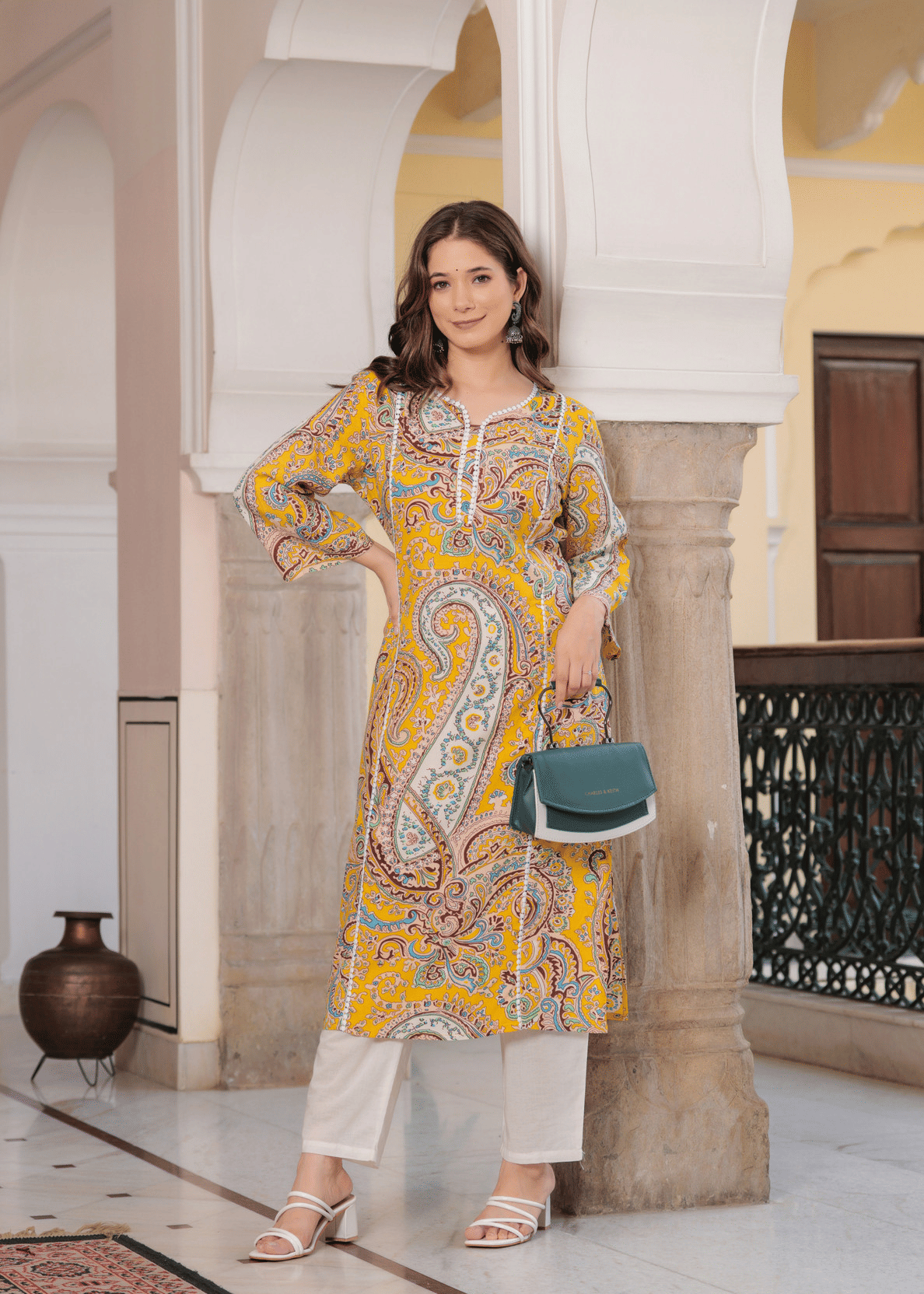 Kbz Women's Viscose Printed Straight Kurti - ( Yellow ) Kbz Women's Viscose Printed Straight Kurti - ( Yellow )