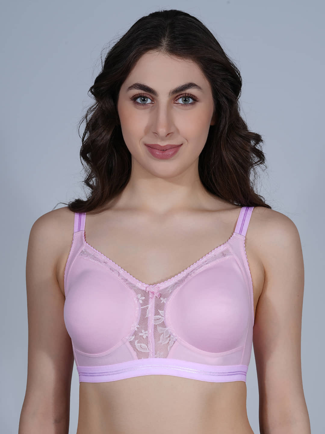 Ladyland Pack of 1 Cotton Blend Non Padded Everyday Bra For Women ( Pink )