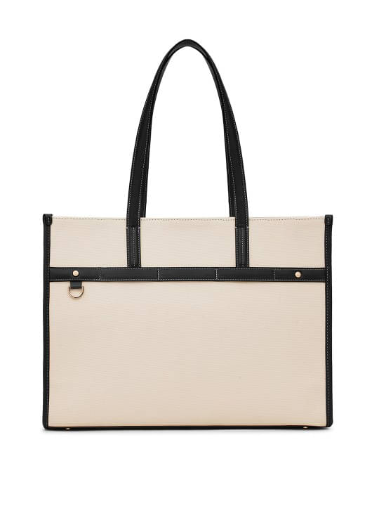     			Lychee Bags Tote Bag Canvas Set of 1 ( White,Black )