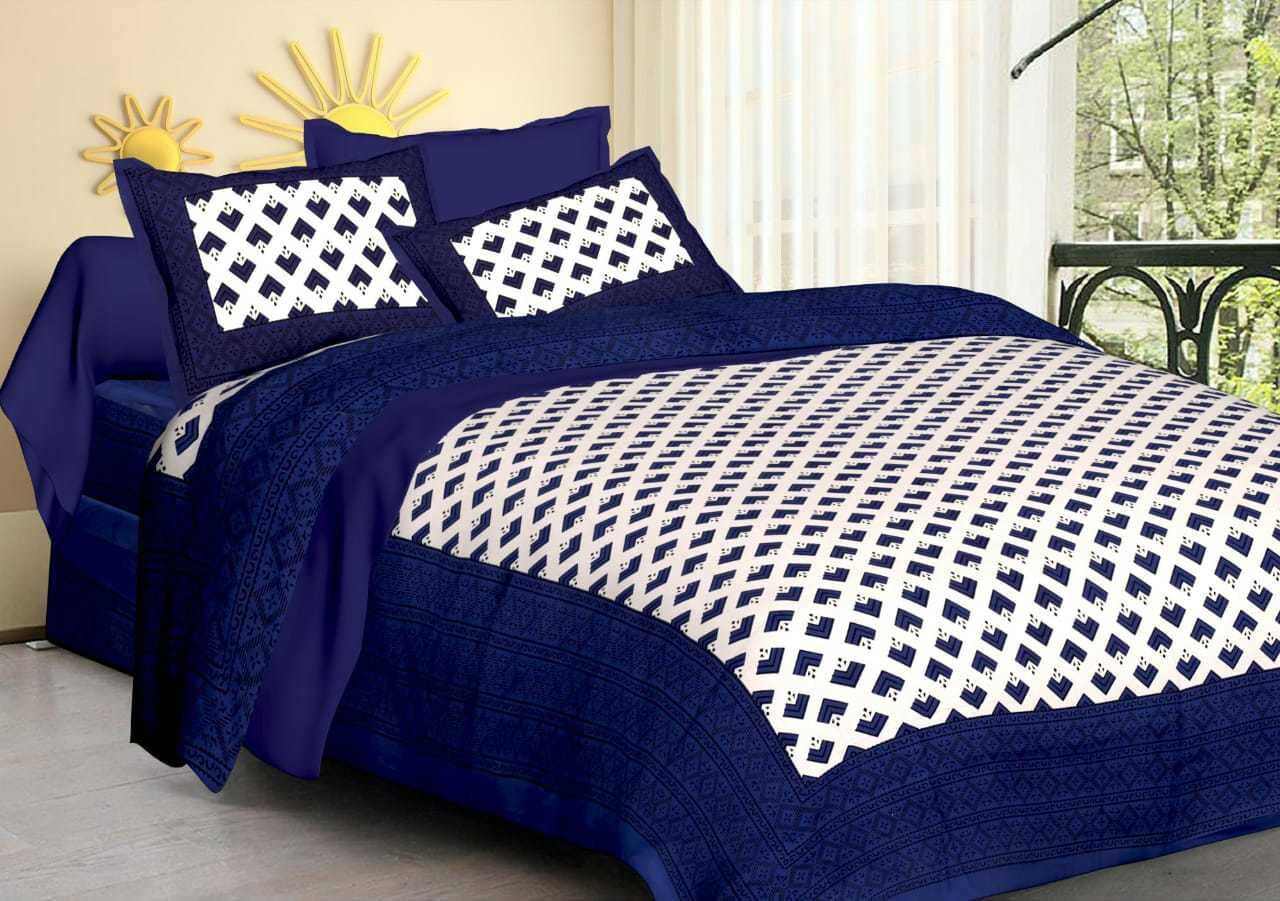 Navkaar Creation Cotton 1 Double Bedsheet with 2 Pillow Covers ( Blue ) Navkaar Creation Cotton 1 Double Bedsheet with 2 Pillow Covers ( Blue )