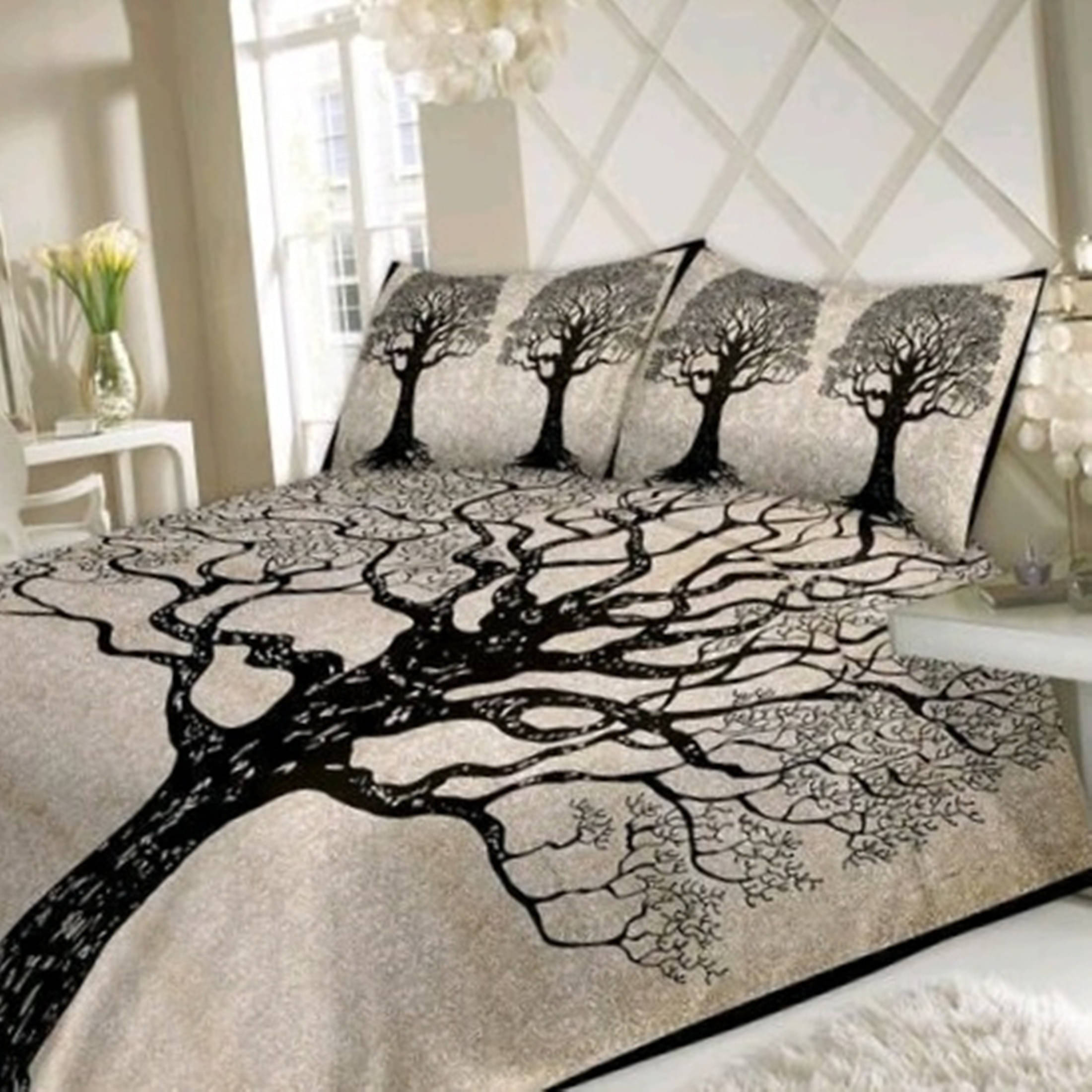 Navkaar Creation Cotton 1 Double Bedsheet with 2 Pillow Covers ( Black ) Navkaar Creation Cotton 1 Double Bedsheet with 2 Pillow Covers ( Black )