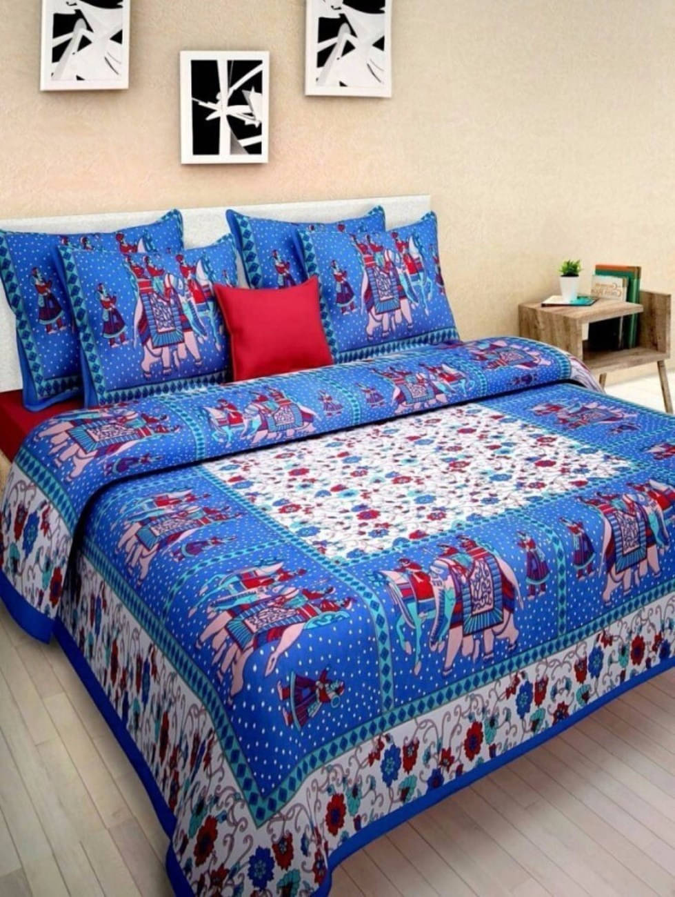 Navkaar Creation Cotton 1 Double Bedsheet with 2 Pillow Covers ( Red ) Navkaar Creation Cotton 1 Double Bedsheet with 2 Pillow Covers ( Red )