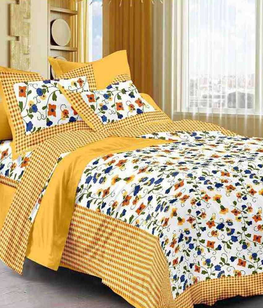     			Navkaar Creation Cotton 1 Double Bedsheet with 2 Pillow Covers ( White )
