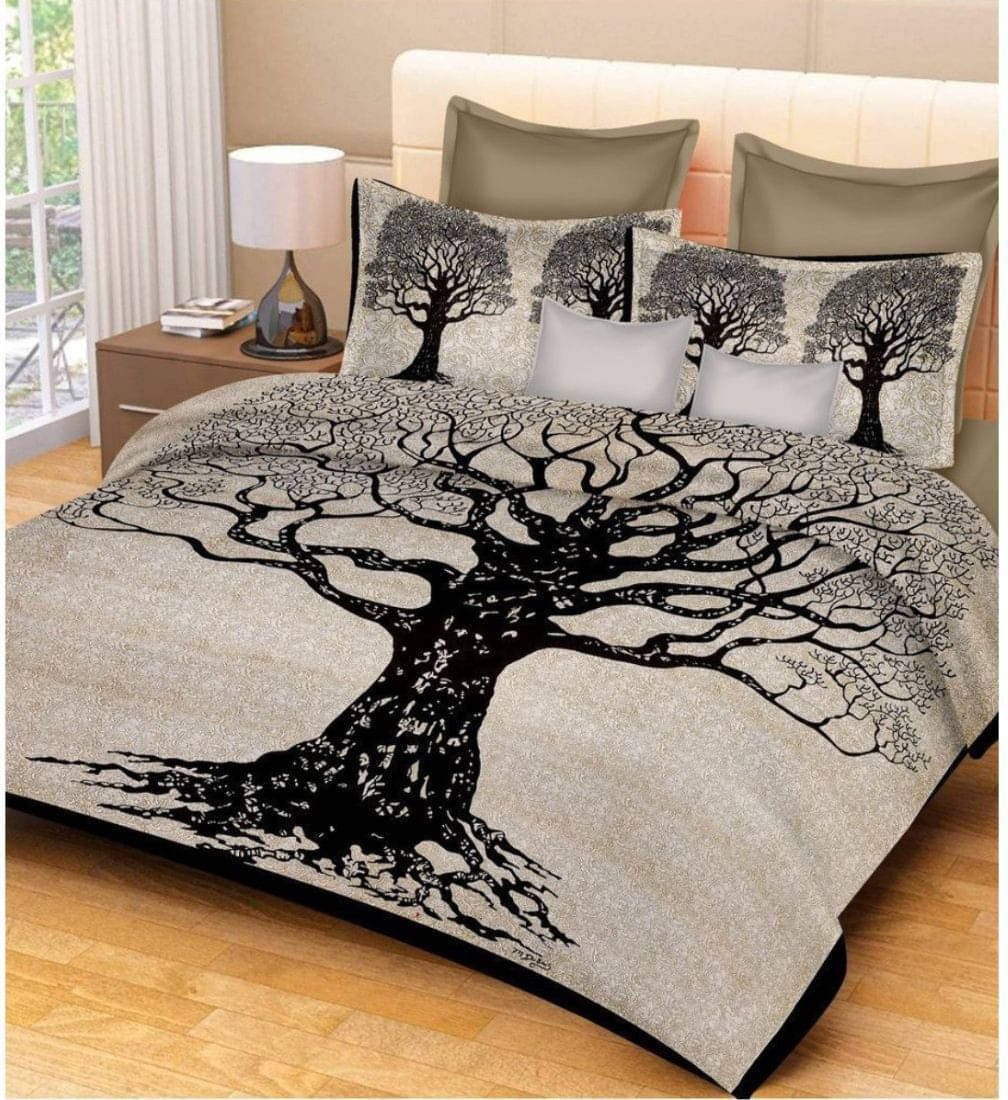 Navkaar Creation Cotton 1 Double Bedsheet with 2 Pillow Covers ( Beige ) Navkaar Creation Cotton 1 Double Bedsheet with 2 Pillow Covers ( Beige )