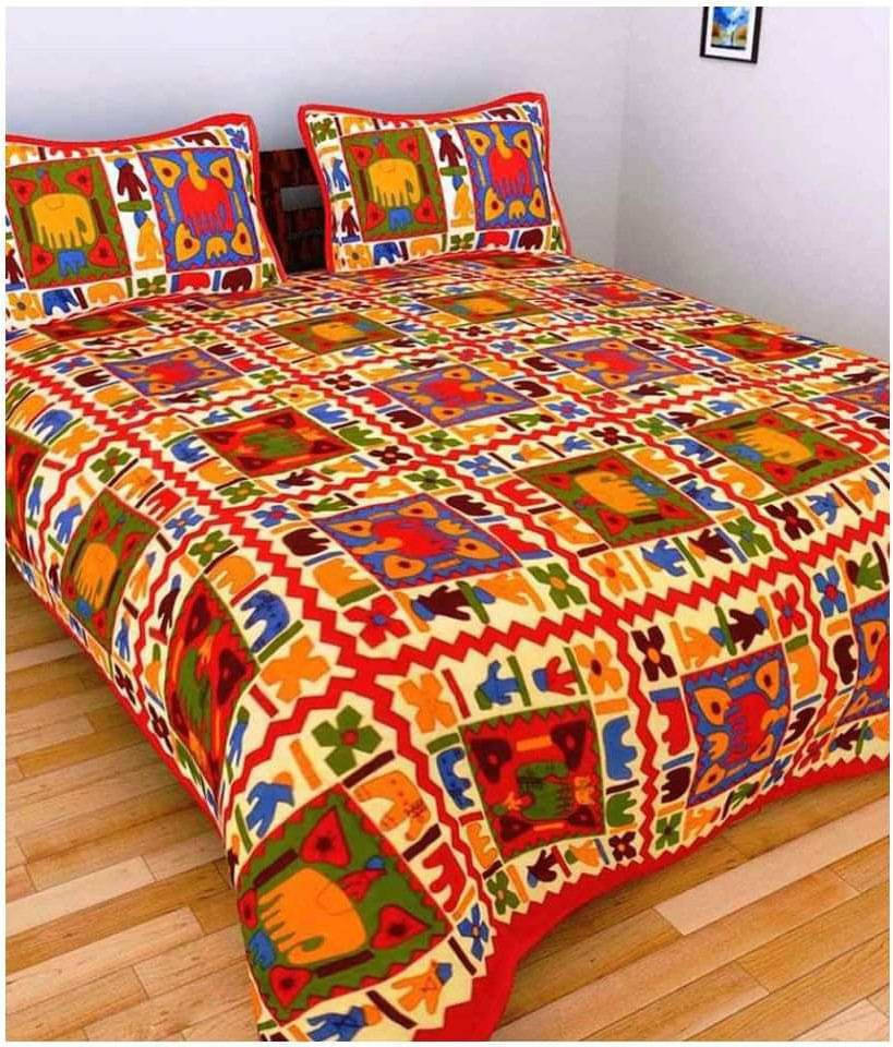     			Navkaar Creation Cotton 1 Double Bedsheet with 2 Pillow Covers ( Yellow )