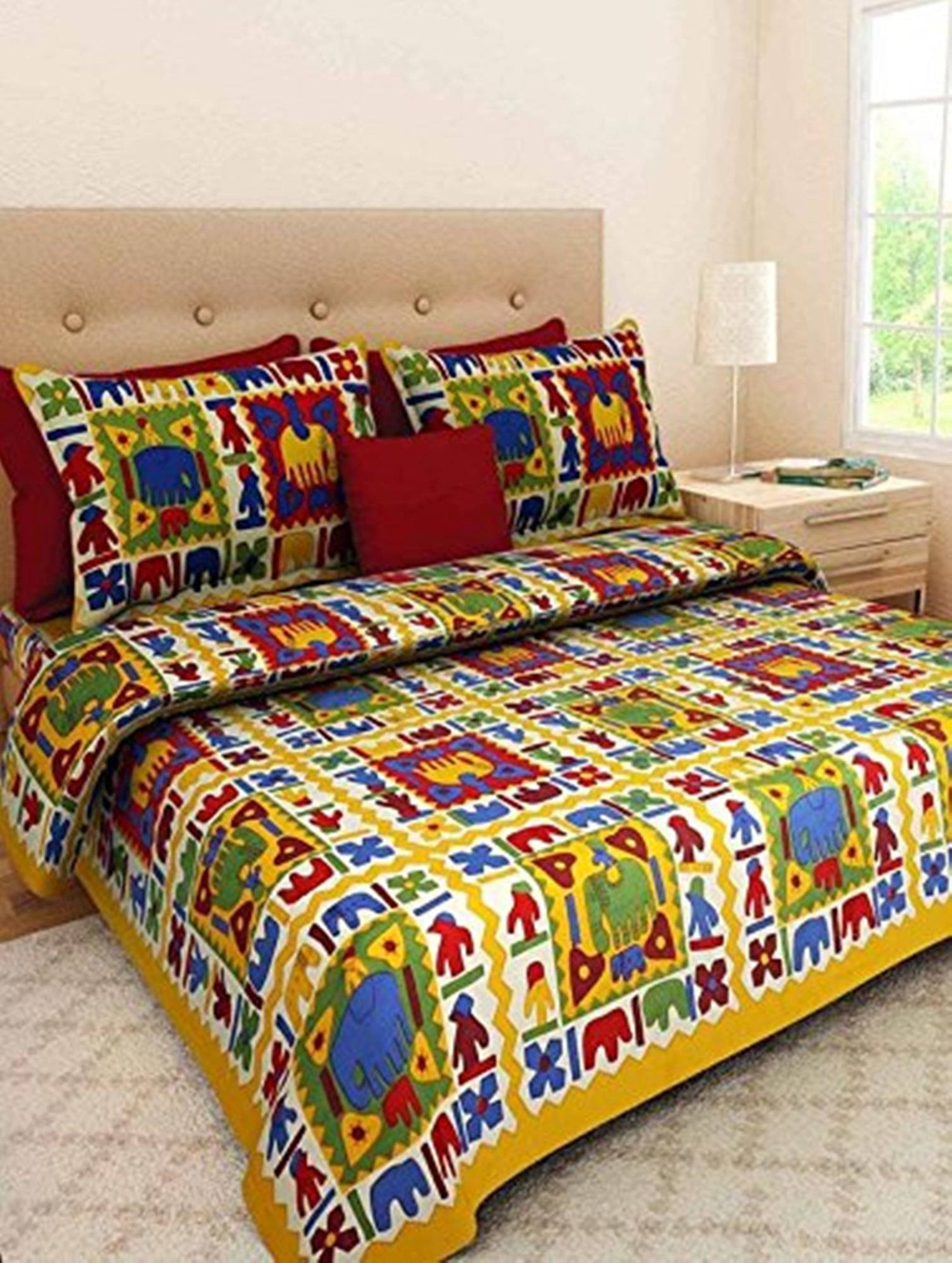 Navkaar Creation Cotton 1 Double Bedsheet with 2 Pillow Covers ( Yellow ) Navkaar Creation Cotton 1 Double Bedsheet with 2 Pillow Covers ( Yellow )