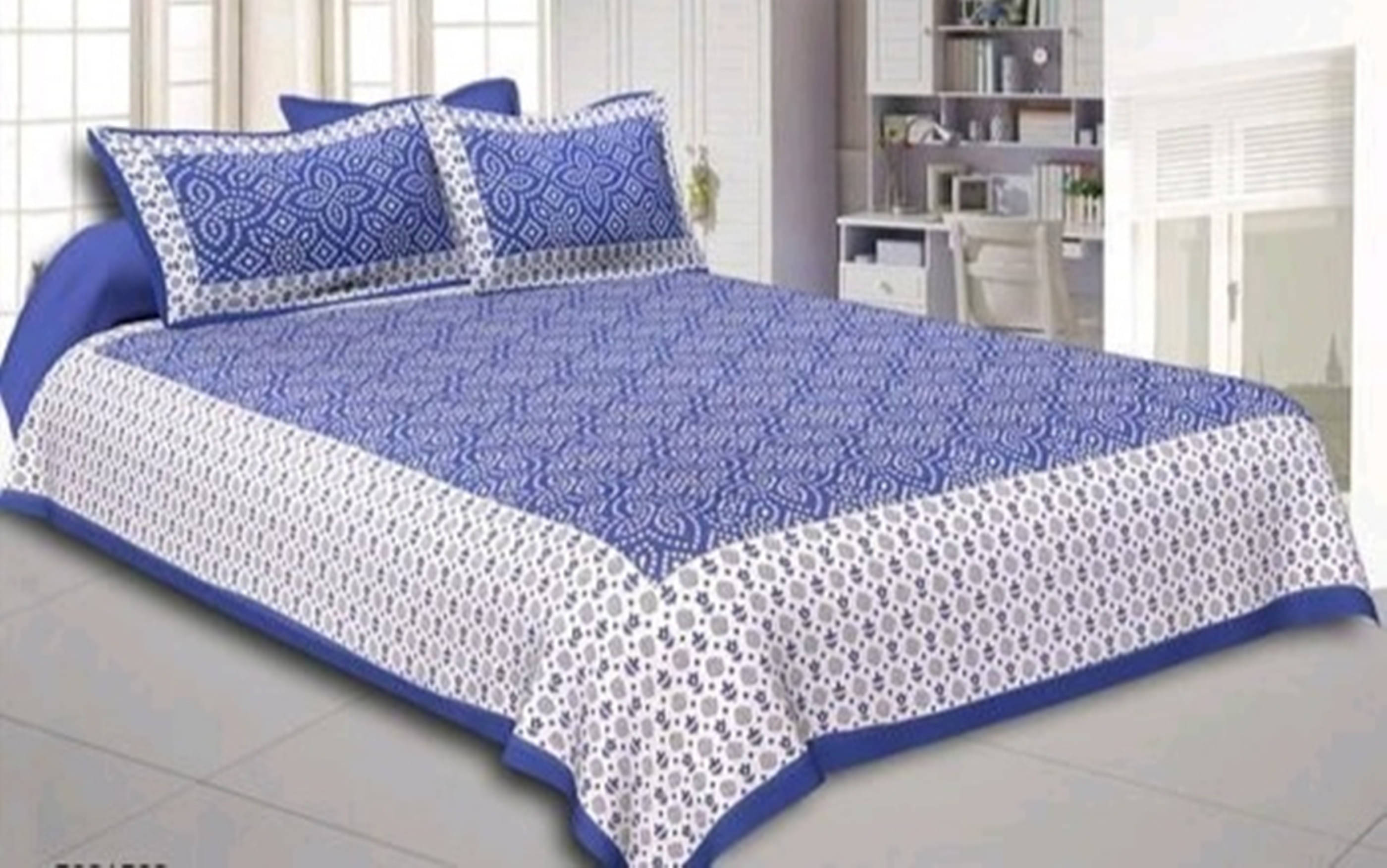 Navkaar Creation Cotton 1 Double Bedsheet with 2 Pillow Covers ( Blue ) Navkaar Creation Cotton 1 Double Bedsheet with 2 Pillow Covers ( Blue )