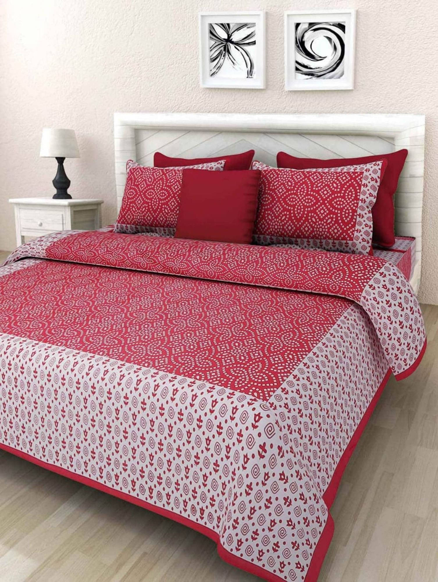Navkaar Creation Cotton 1 Double Bedsheet with 2 Pillow Covers ( Pink ) Navkaar Creation Cotton 1 Double Bedsheet with 2 Pillow Covers ( Pink )