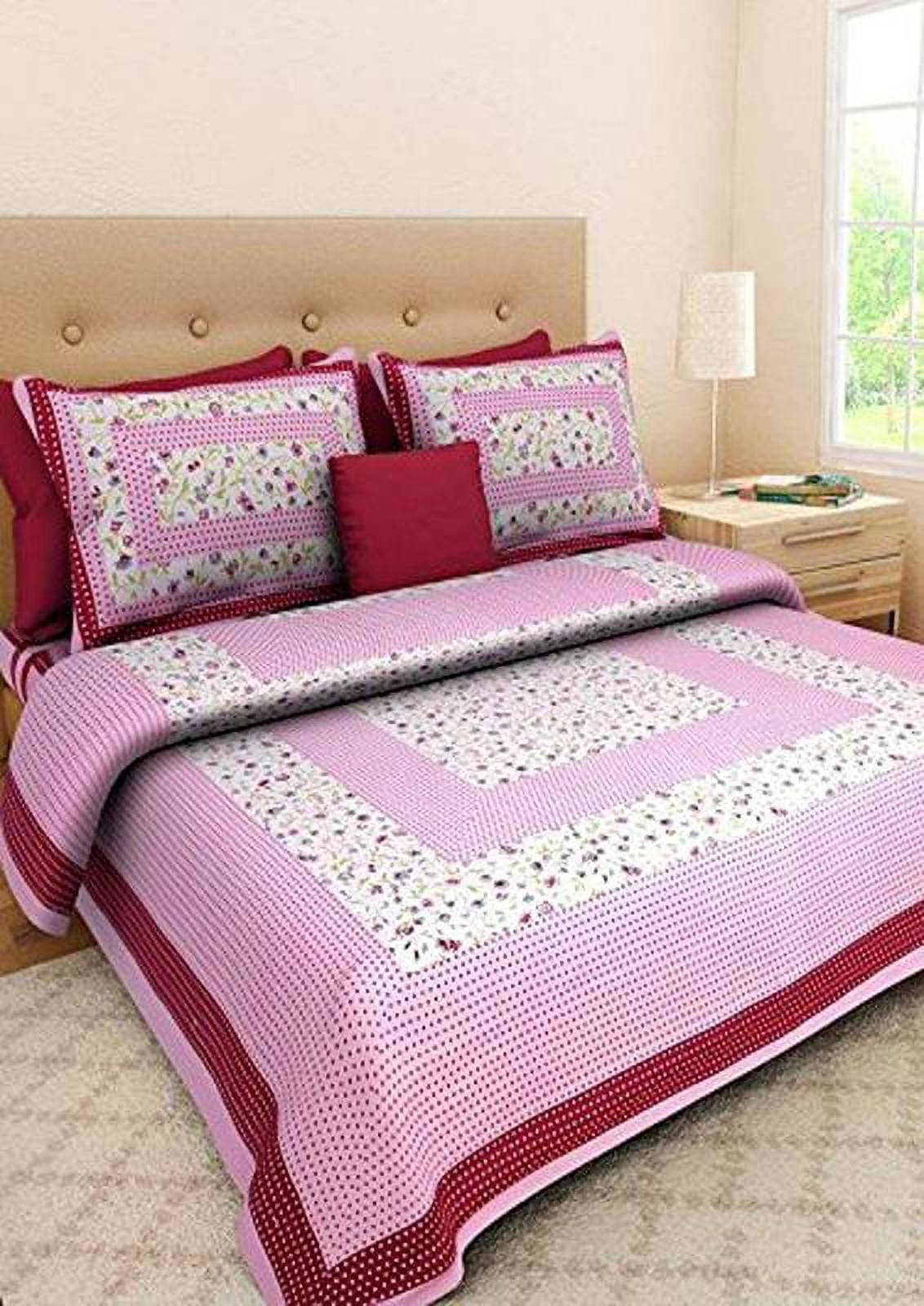 Navkaar Creation Cotton 1 Double Bedsheet with 2 Pillow Covers ( Pink ) Navkaar Creation Cotton 1 Double Bedsheet with 2 Pillow Covers ( Pink )