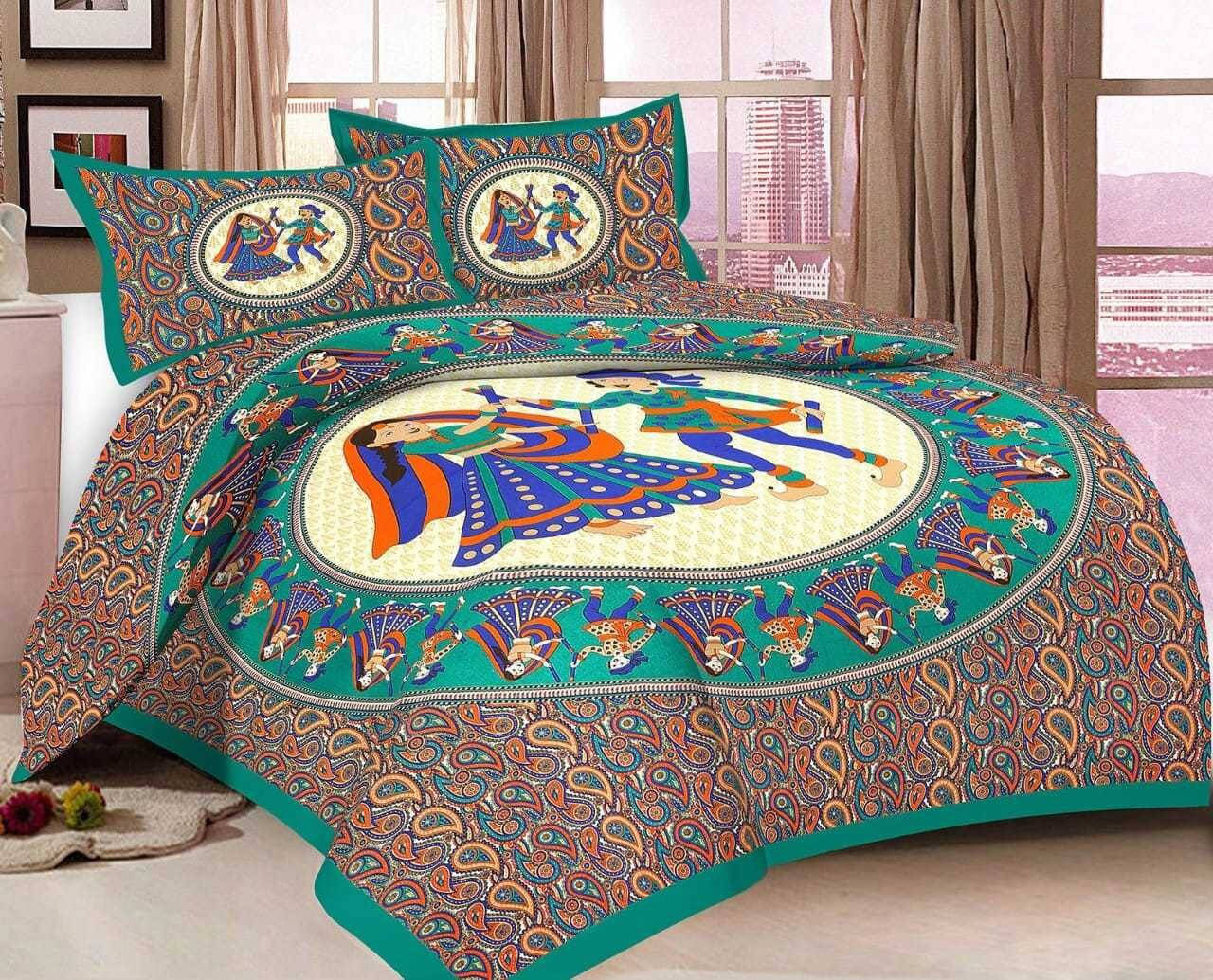 Navkaar Creation Cotton 1 Double Bedsheet with 2 Pillow Covers ( Green ) Navkaar Creation Cotton 1 Double Bedsheet with 2 Pillow Covers ( Green )