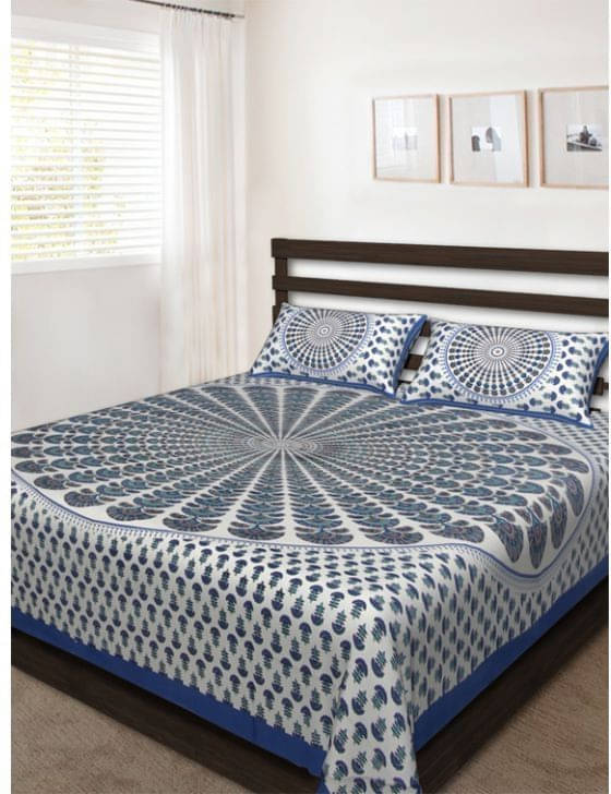     			Navkaar Creation Cotton 1 Double Bedsheet with 2 Pillow Covers ( White )