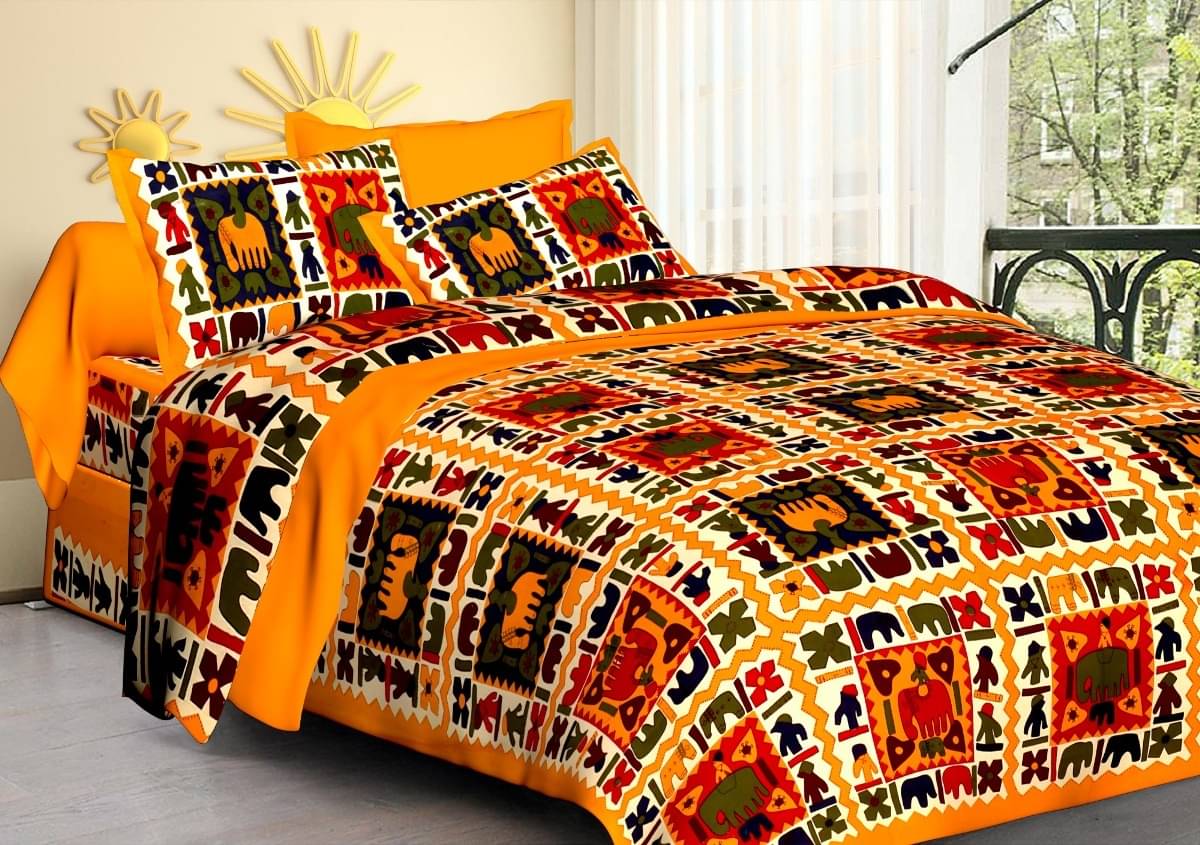     			Navkaar Creation Cotton 1 Double Bedsheet with 2 Pillow Covers ( Multicolor )