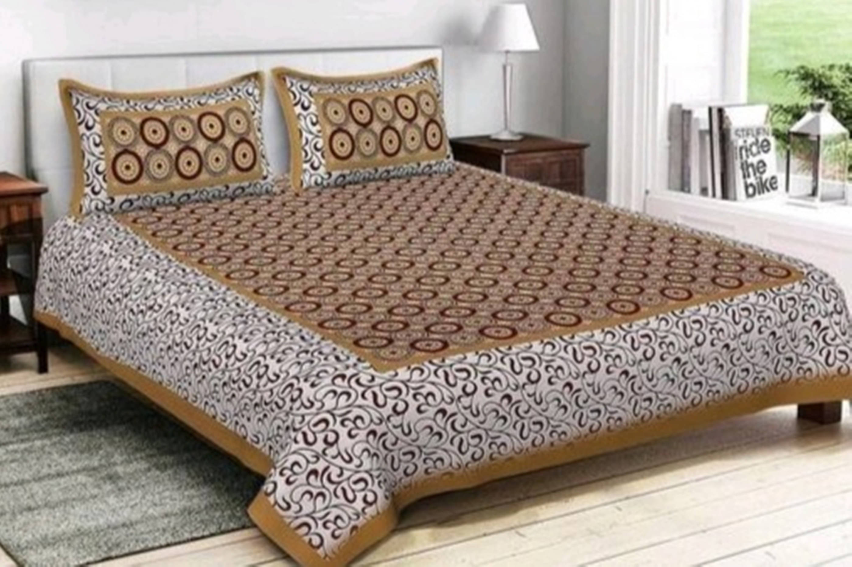 Navkaar Creation Cotton 1 Double Bedsheet with 2 Pillow Covers ( Brown ) Navkaar Creation Cotton 1 Double Bedsheet with 2 Pillow Covers ( Brown )