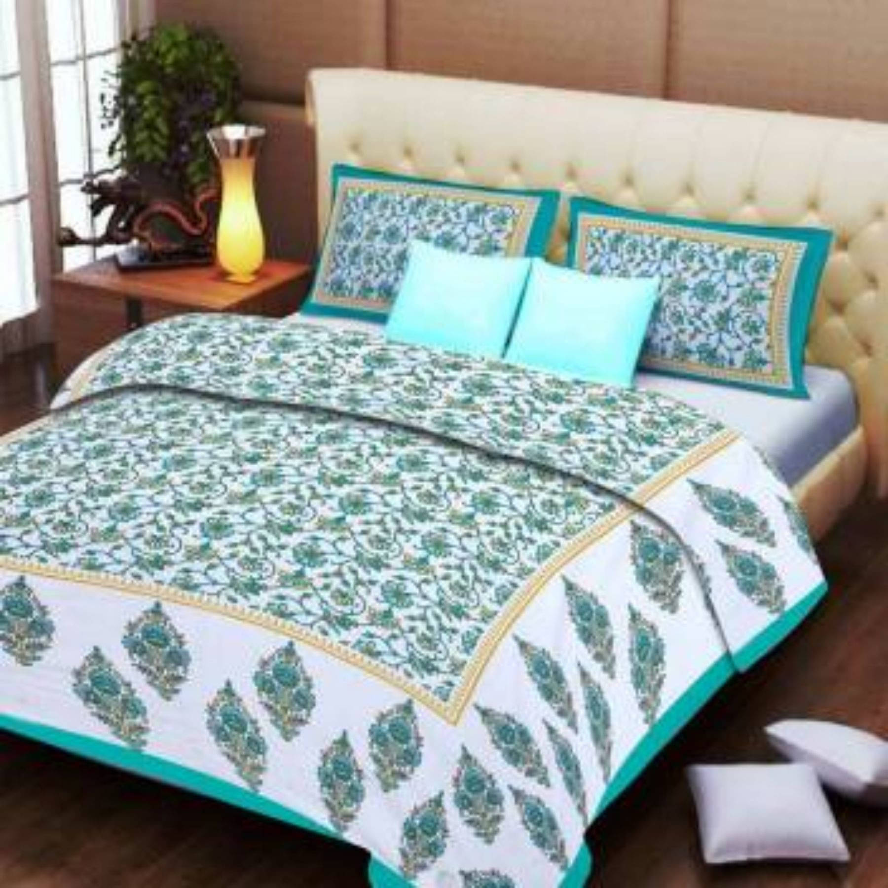    			Navkaar Creation Cotton 1 Double Bedsheet with 2 Pillow Covers ( Multicolor )