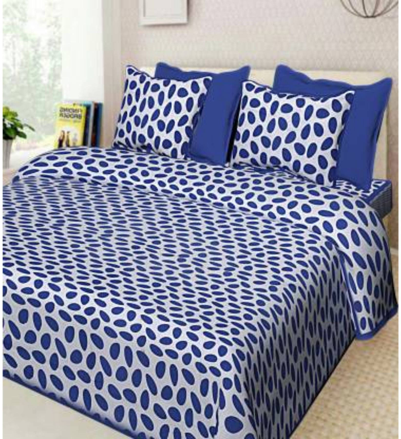 Navkaar Creation Cotton 1 Double Bedsheet with 2 Pillow Covers ( Blue ) Navkaar Creation Cotton 1 Double Bedsheet with 2 Pillow Covers ( Blue )