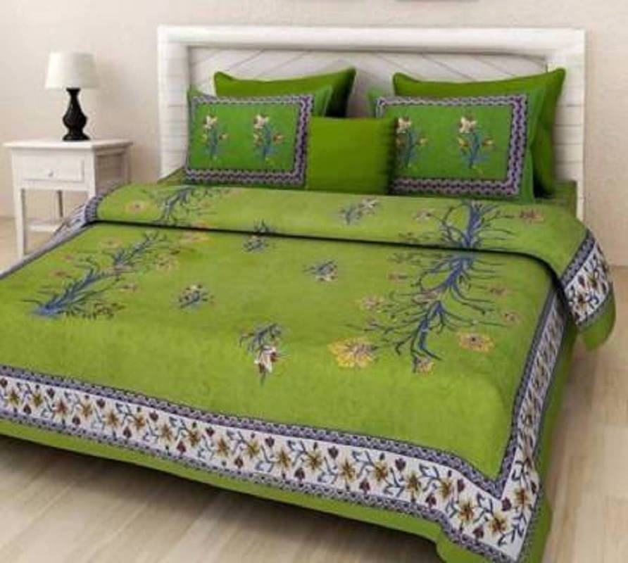 Navkaar Creation Cotton 1 Double Bedsheet with 2 Pillow Covers ( Green ) Navkaar Creation Cotton 1 Double Bedsheet with 2 Pillow Covers ( Green )