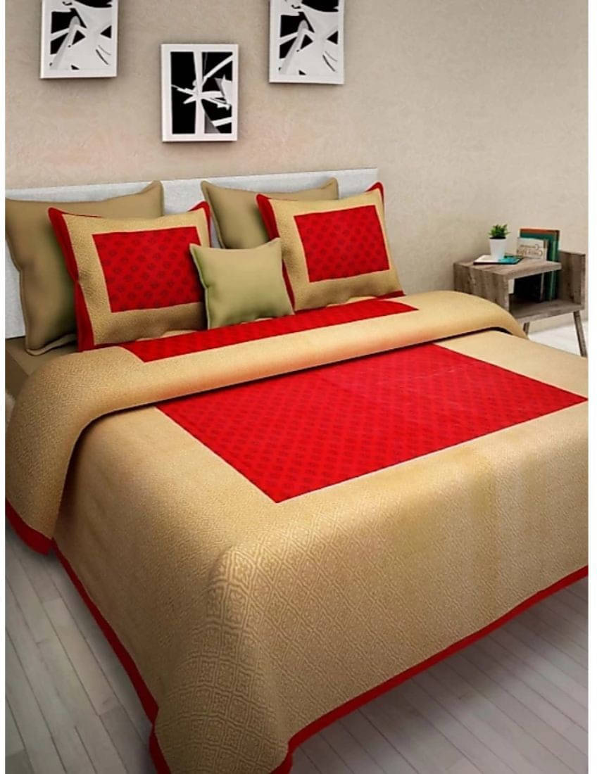 Navkaar Creation Cotton 1 Double Bedsheet with 2 Pillow Covers ( Red ) Navkaar Creation Cotton 1 Double Bedsheet with 2 Pillow Covers ( Red )