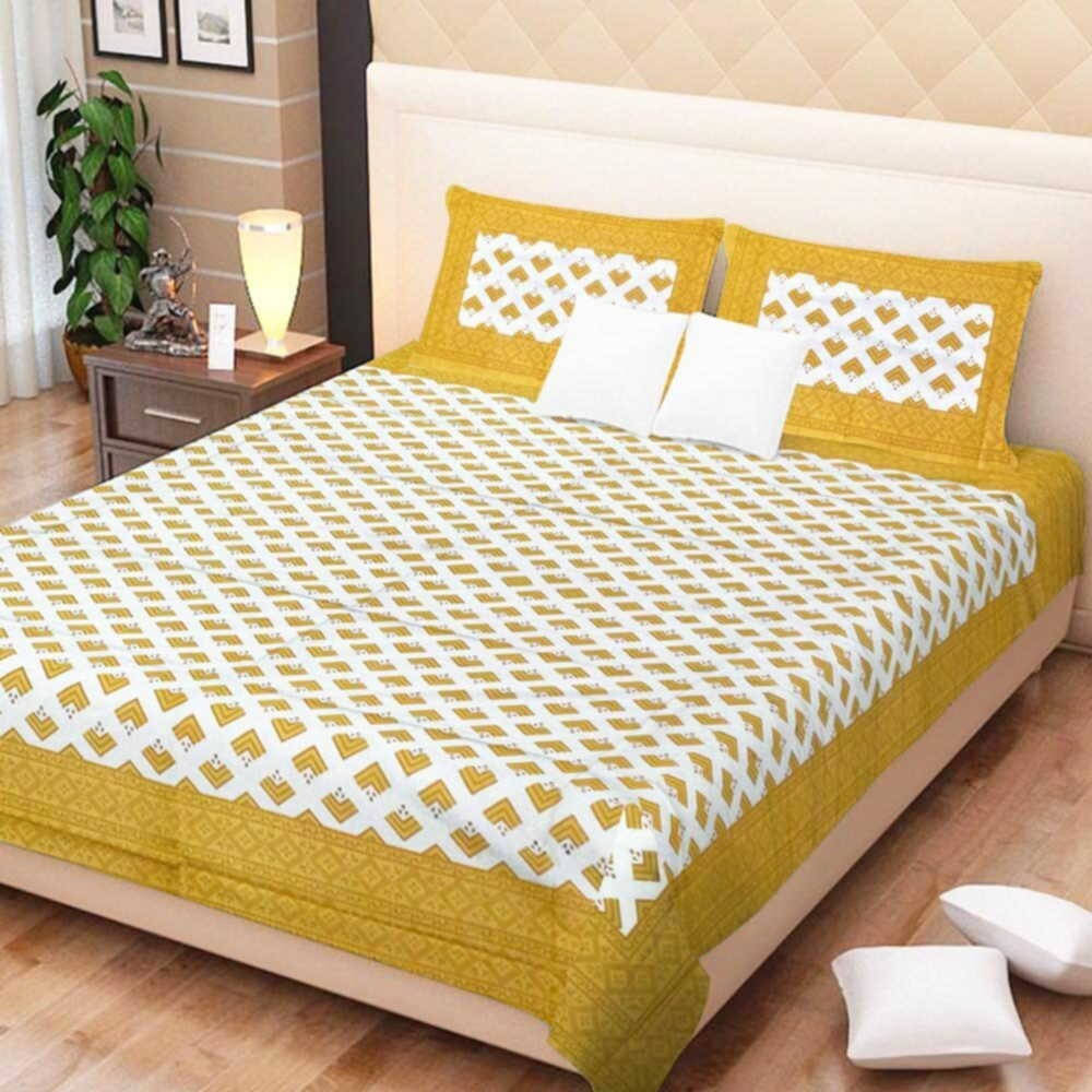 Navkaar Creation Cotton 1 Double Bedsheet with 2 Pillow Covers ( Beige ) Navkaar Creation Cotton 1 Double Bedsheet with 2 Pillow Covers ( Beige )