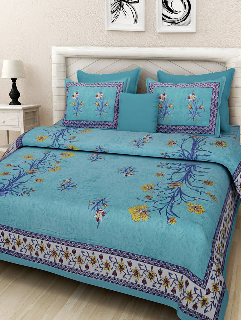 Navkaar Creation Cotton 1 Double Bedsheet with 2 Pillow Covers ( Blue ) Navkaar Creation Cotton 1 Double Bedsheet with 2 Pillow Covers ( Blue )