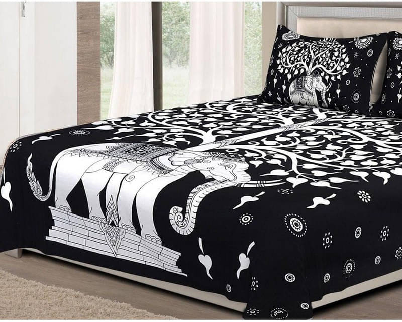 Navkaar Creation Cotton 1 Double Bedsheet with 2 Pillow Covers ( Black ) Navkaar Creation Cotton 1 Double Bedsheet with 2 Pillow Covers ( Black )