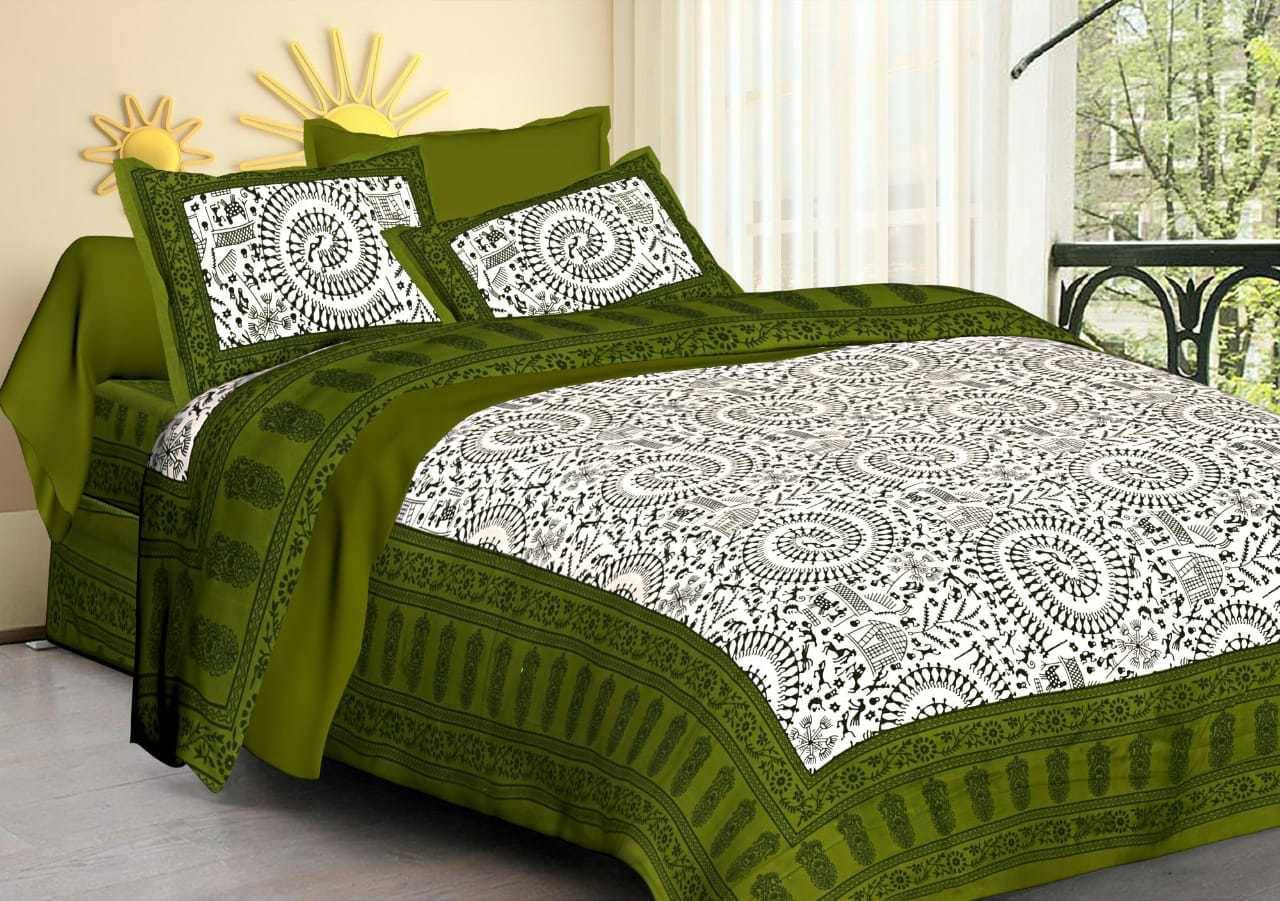 Navkaar Creation Cotton 1 Double Bedsheet with 2 Pillow Covers ( Green ) Navkaar Creation Cotton 1 Double Bedsheet with 2 Pillow Covers ( Green )