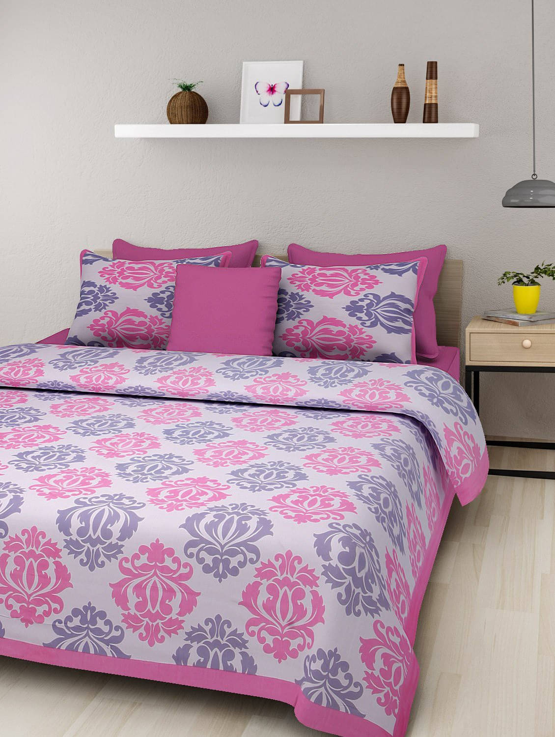 Navkaar Creation Cotton 1 Double Bedsheet with 2 Pillow Covers ( Pink ) Navkaar Creation Cotton 1 Double Bedsheet with 2 Pillow Covers ( Pink )