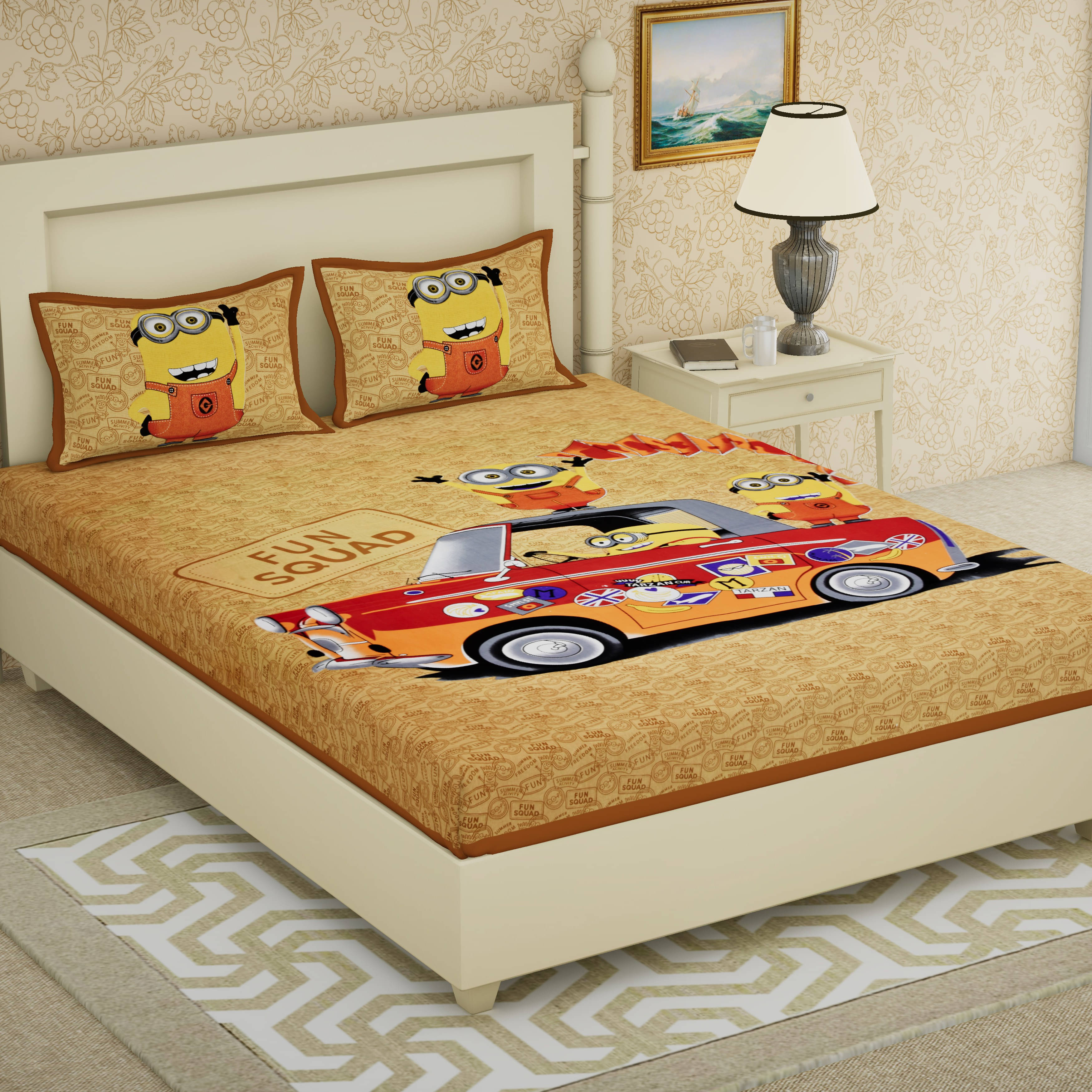 Navkaar Creation Cotton 1 Double Bedsheet with 2 Pillow Covers ( Beige ) Navkaar Creation Cotton 1 Double Bedsheet with 2 Pillow Covers ( Beige )