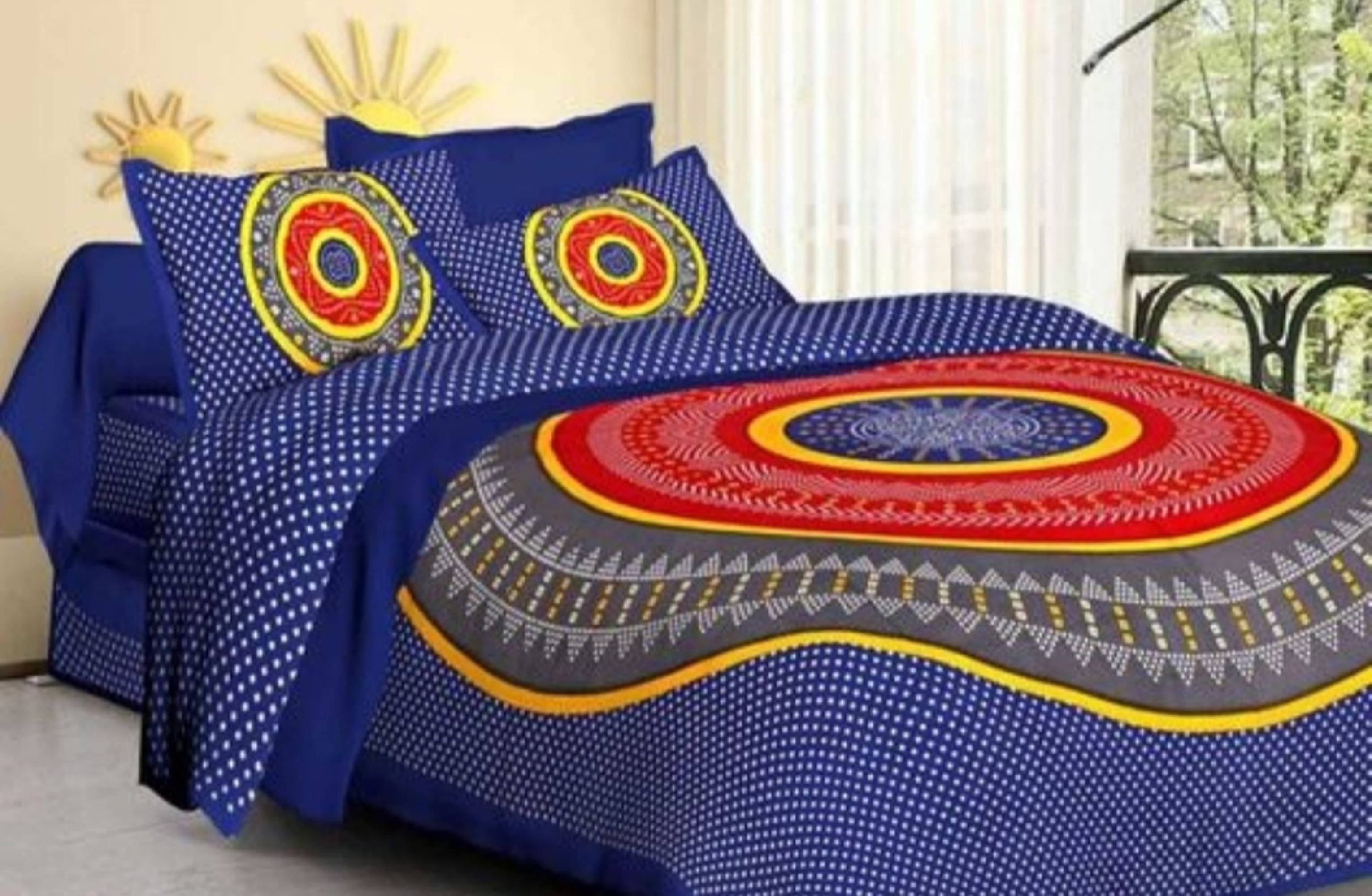 Navkaar Creation Cotton 1 Double Bedsheet with 2 Pillow Covers ( Blue ) Navkaar Creation Cotton 1 Double Bedsheet with 2 Pillow Covers ( Blue )