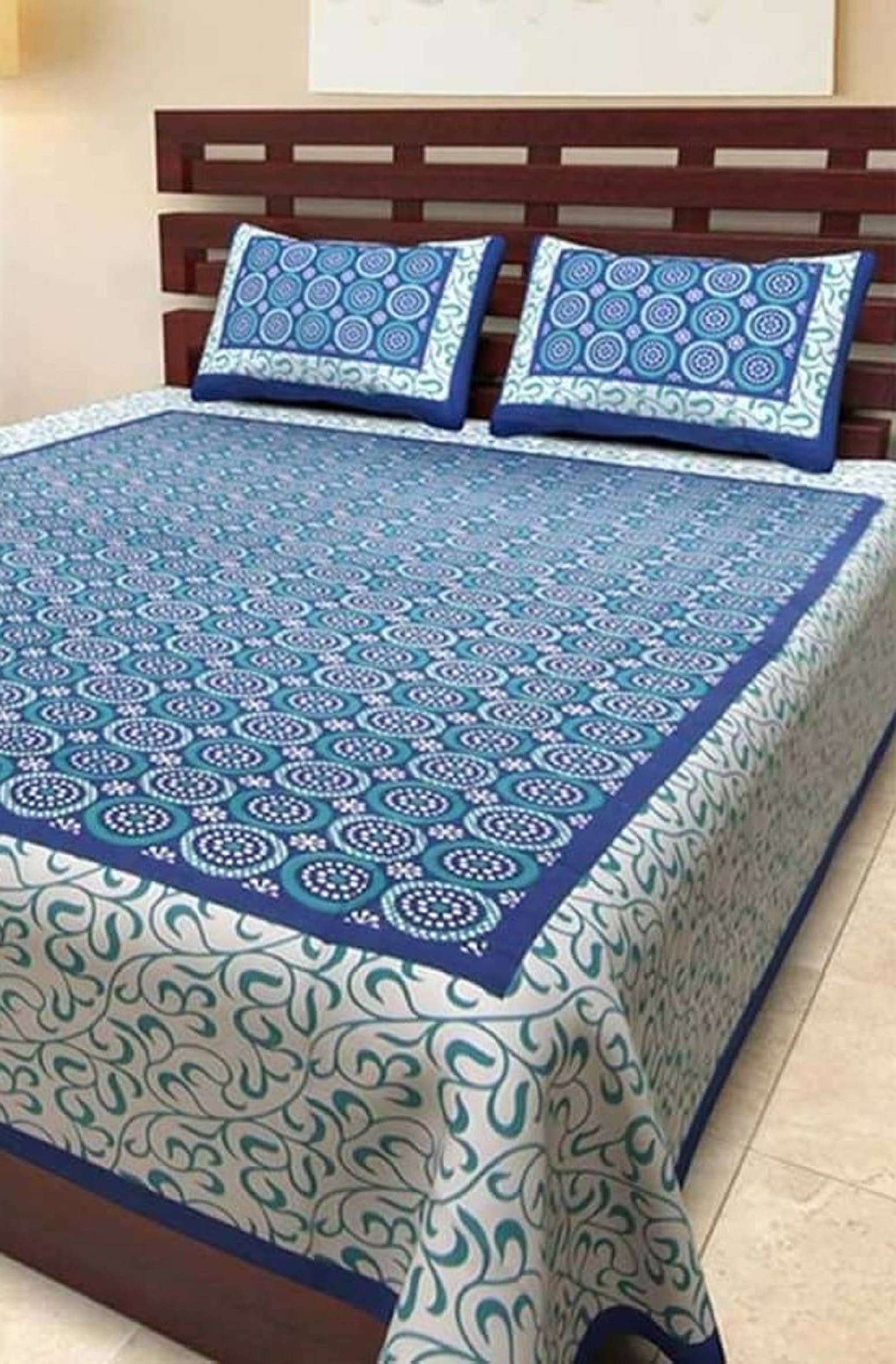 Navkaar Creation Cotton 1 Double Bedsheet with 2 Pillow Covers ( Blue ) Navkaar Creation Cotton 1 Double Bedsheet with 2 Pillow Covers ( Blue )