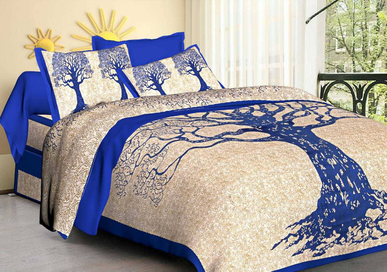 Navkaar Creation Cotton 1 Double Bedsheet with 2 Pillow Covers ( Blue ) Navkaar Creation Cotton 1 Double Bedsheet with 2 Pillow Covers ( Blue )