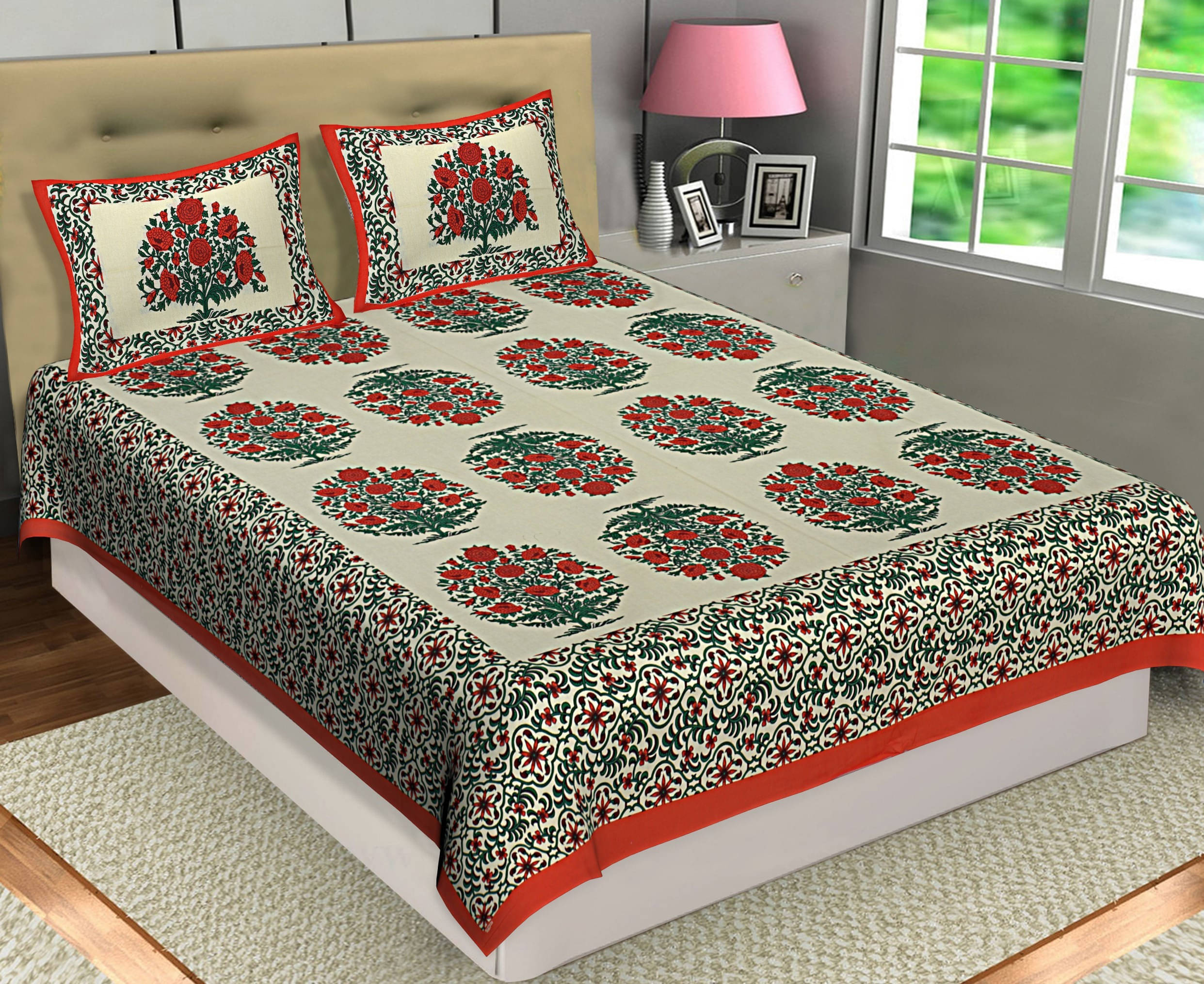 Navkaar Creation Cotton 1 Double Bedsheet with 2 Pillow Covers ( Multicolor ) Navkaar Creation Cotton 1 Double Bedsheet with 2 Pillow Covers ( Multicolor )