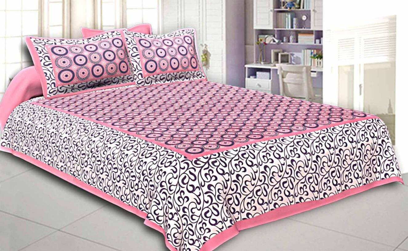 Navkaar Creation Cotton 1 Double Bedsheet with 2 Pillow Covers ( Pink ) Navkaar Creation Cotton 1 Double Bedsheet with 2 Pillow Covers ( Pink )