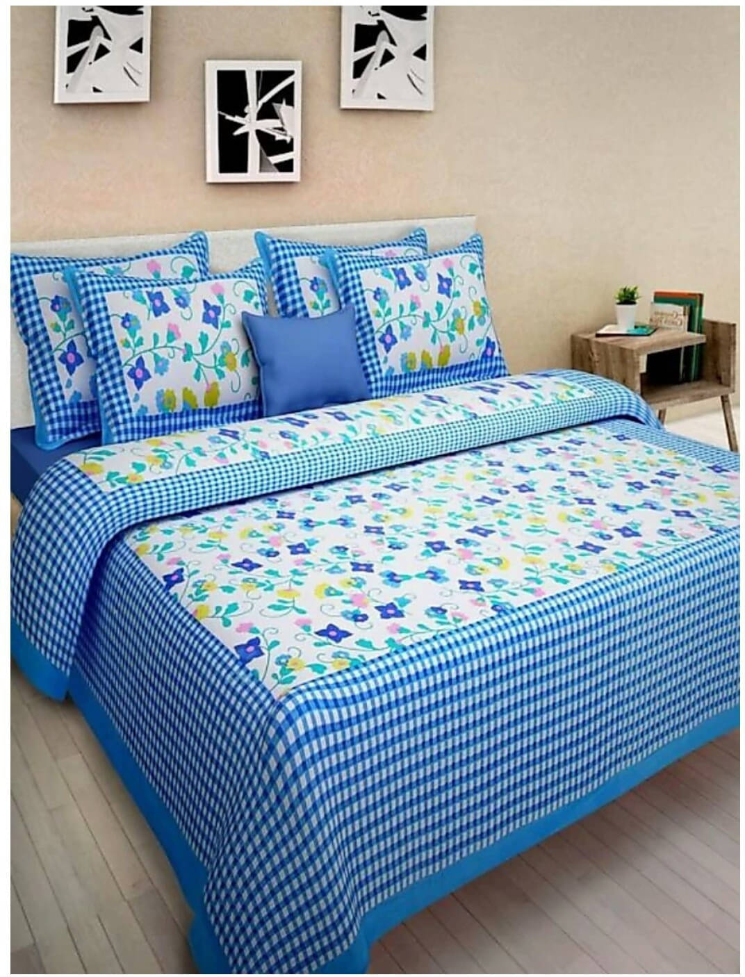 Navkaar Creation Cotton 1 Double Bedsheet with 2 Pillow Covers ( Blue ) Navkaar Creation Cotton 1 Double Bedsheet with 2 Pillow Covers ( Blue )